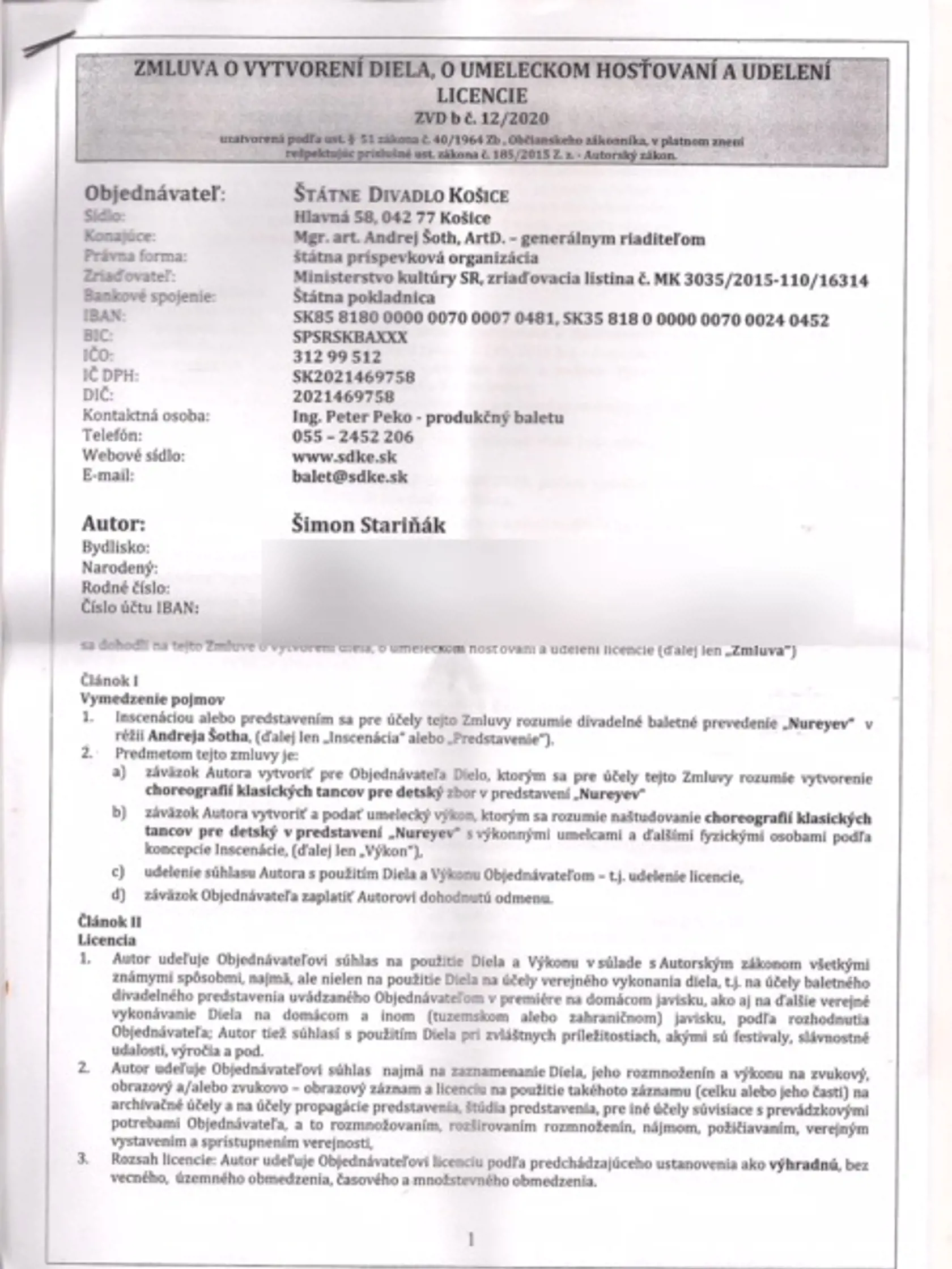 Zmluva medzi ŠD a jej zamestnancom.