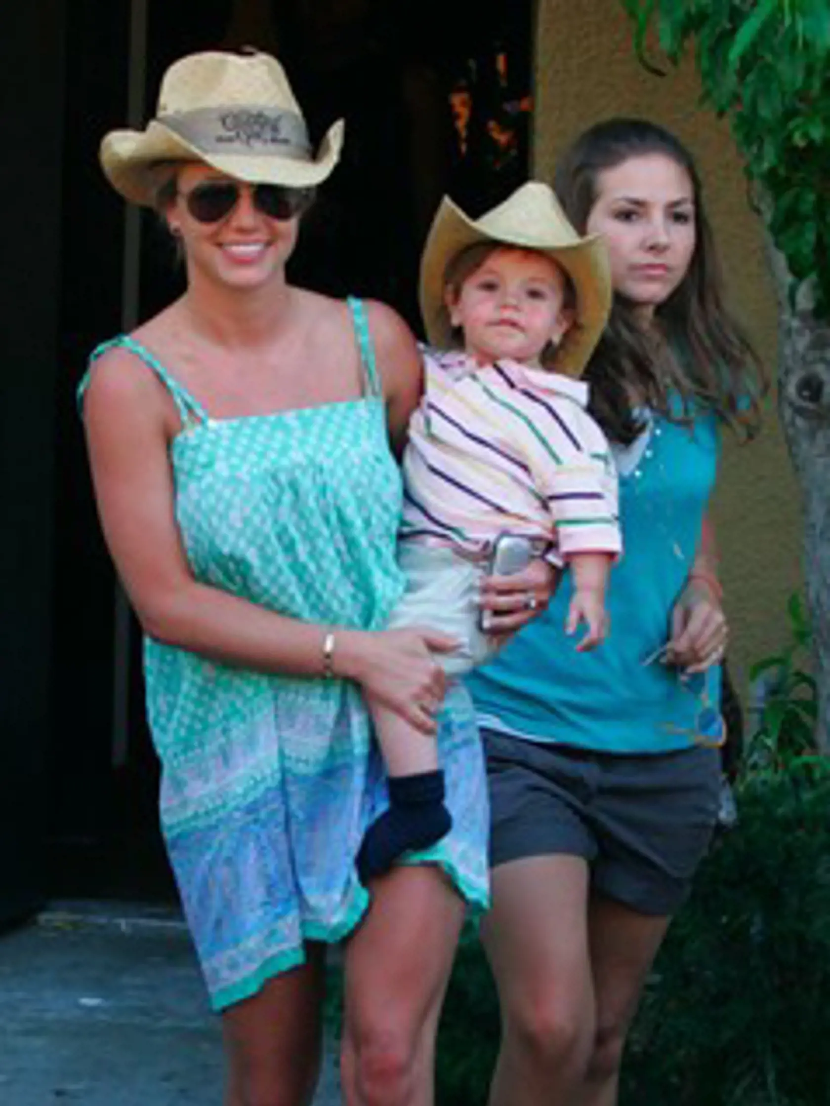 Britney Spears is all smiles as she and young son Sean Preston leave the Epitome Spa in the Beverly Glen section of Beverly Hills, Ca, wearing matching cowboy hats. The pop star was also accompanied by her cousin Allie. <P> <B>Pictures by: David Aguilera/London Entertainment/Splash <br> <P> <B>Ref: LEDA 110507 A<B/> <P> <B>Splash News and Pictures</B><br> Los Angeles: 310-821-2666<br> New York: 212-619-2666<br> London: 207-107-2666<br> photodesk@splashnews.com<br> www.splashnews.com