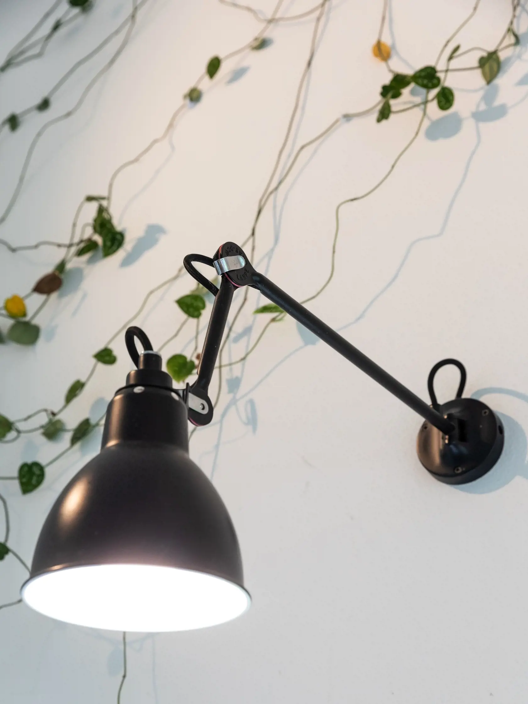 V kuchyni je lampa s pohyblivým ramenom na dobré osvetlenie pracovnej dosky.
