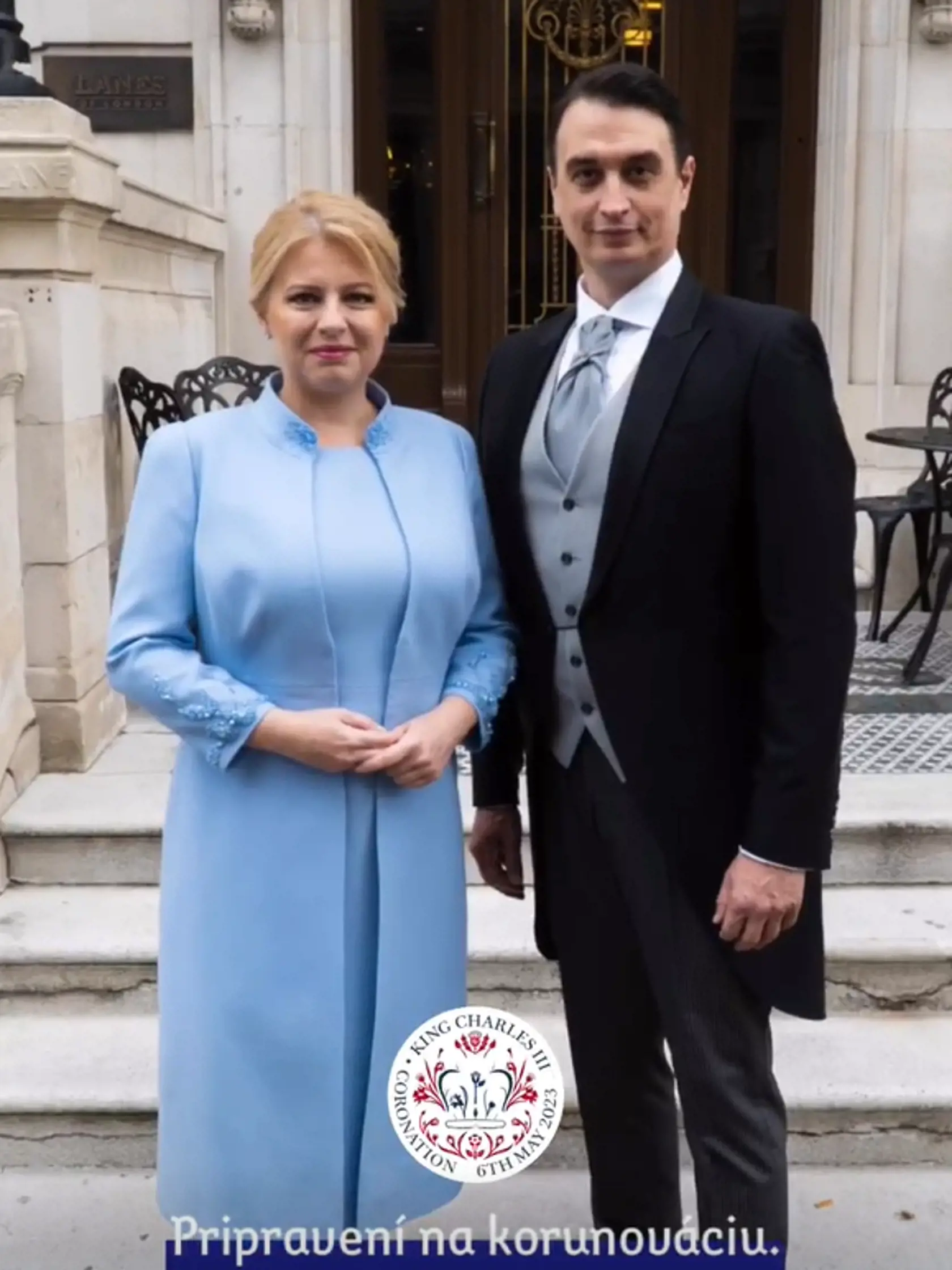 Prezidentka Zuzana Čaputová s partnerom Jurajom Rizmanom pripravení na korunováciu kráľa Karola III.