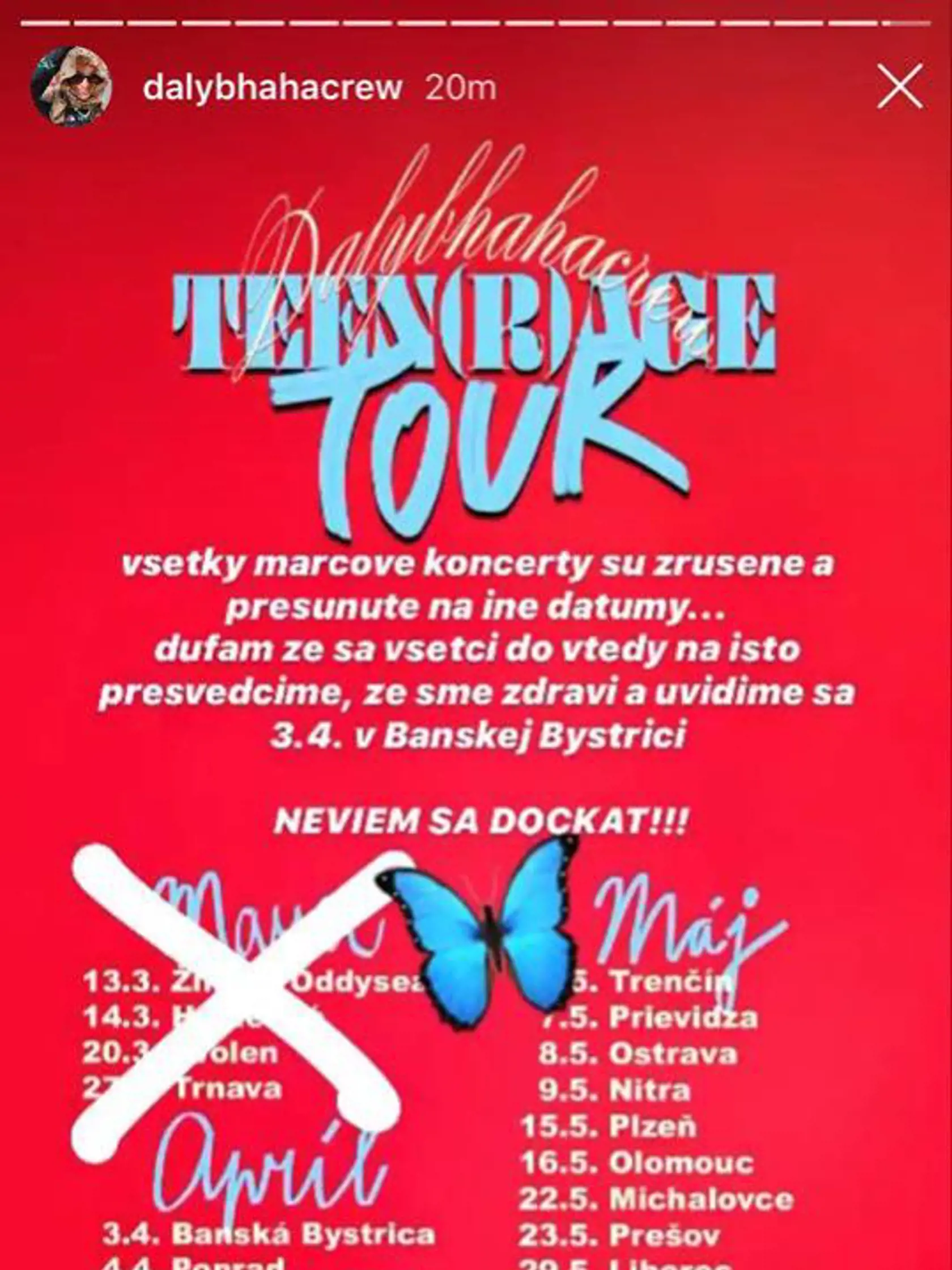 Rapaer Dalyb pre koronavírus zrušil marcové koncerty, aprílové termíny zatiaľ ponechal.