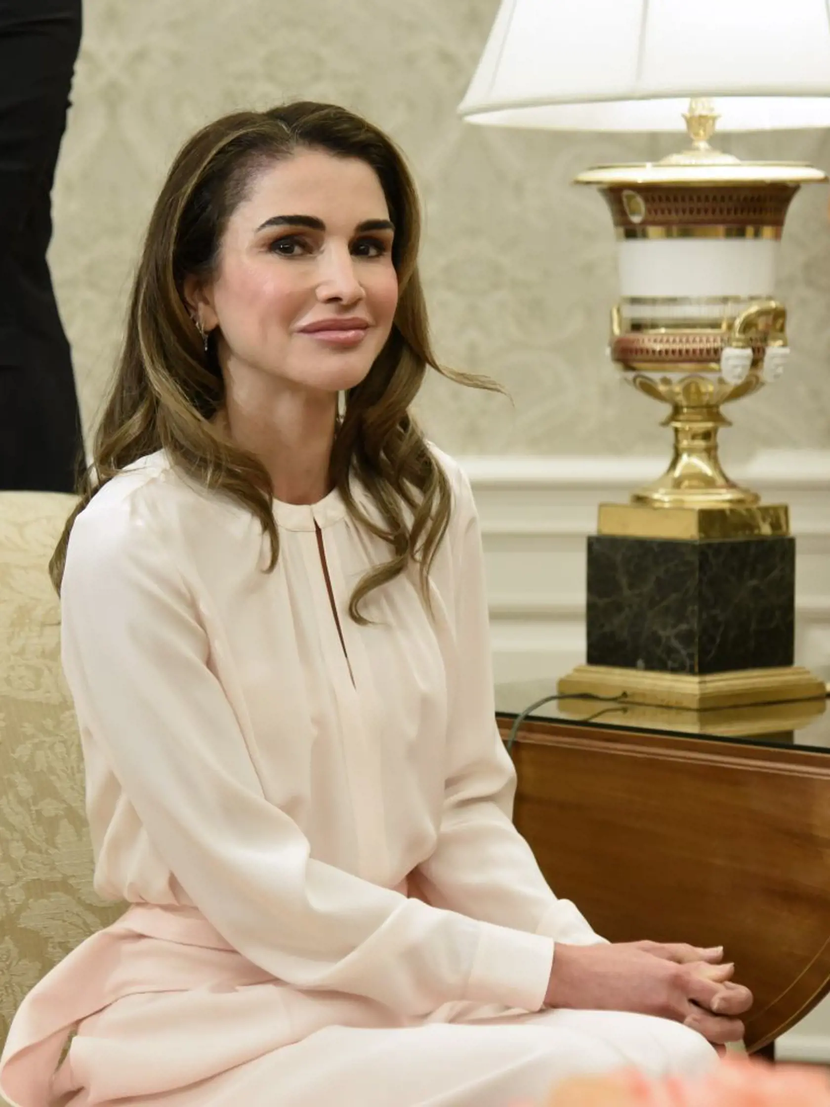 Jordánska kráľovná Rania na návšteve Bieleho domu v roku 2018.