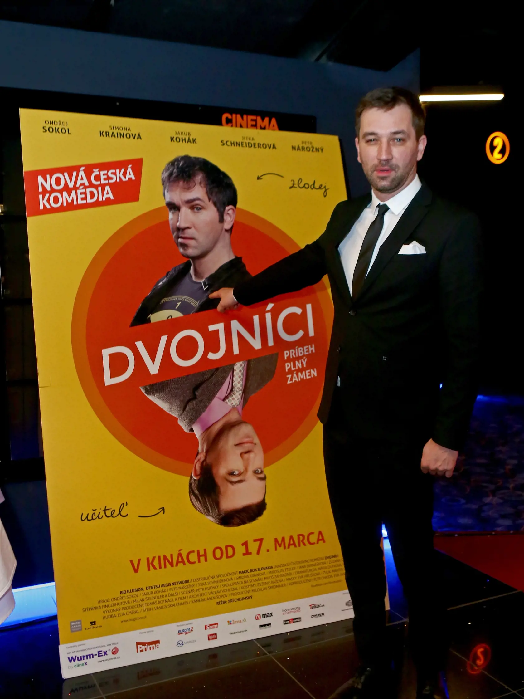 Premiera ceskeho filmu Dvojnici v bratislavskom Auparku. Na snimke je cesky herec Ondrej Sokol