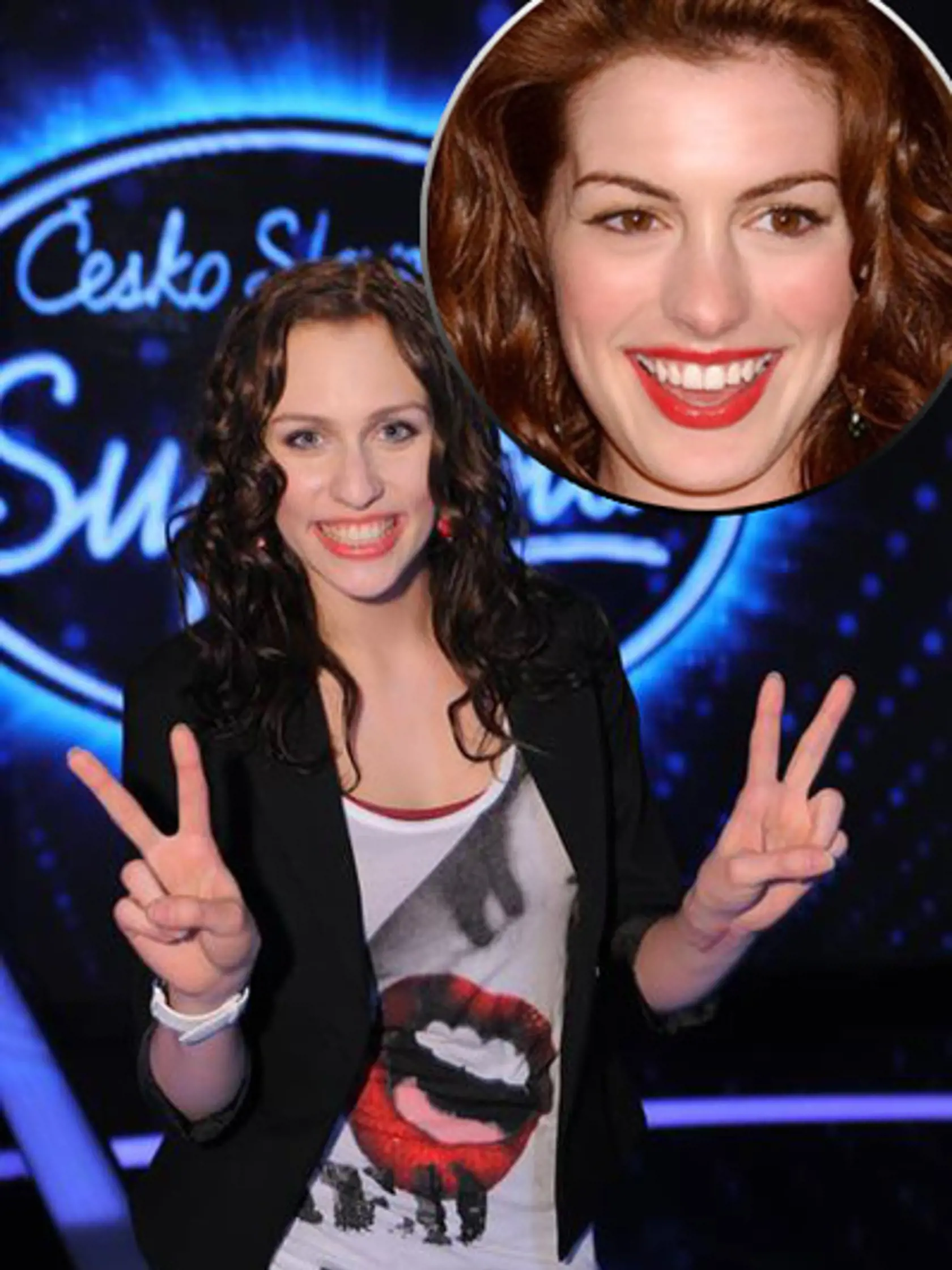 Sára Milfajtová. V krúžku: Anne
Hathaway