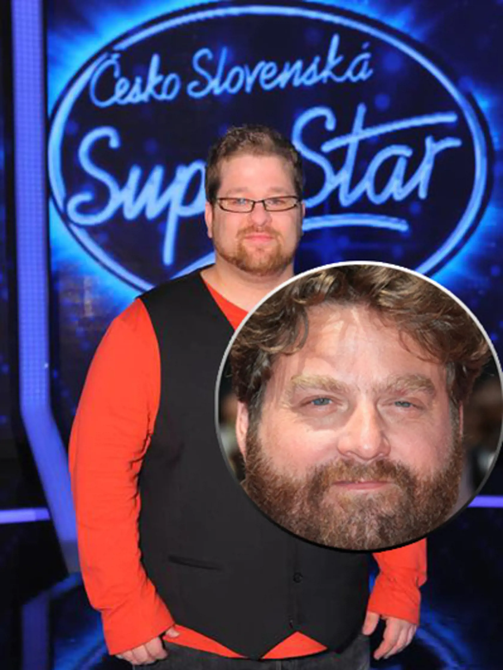 Tomáš Jurenka. v krúžku: Zach Galifianakis
