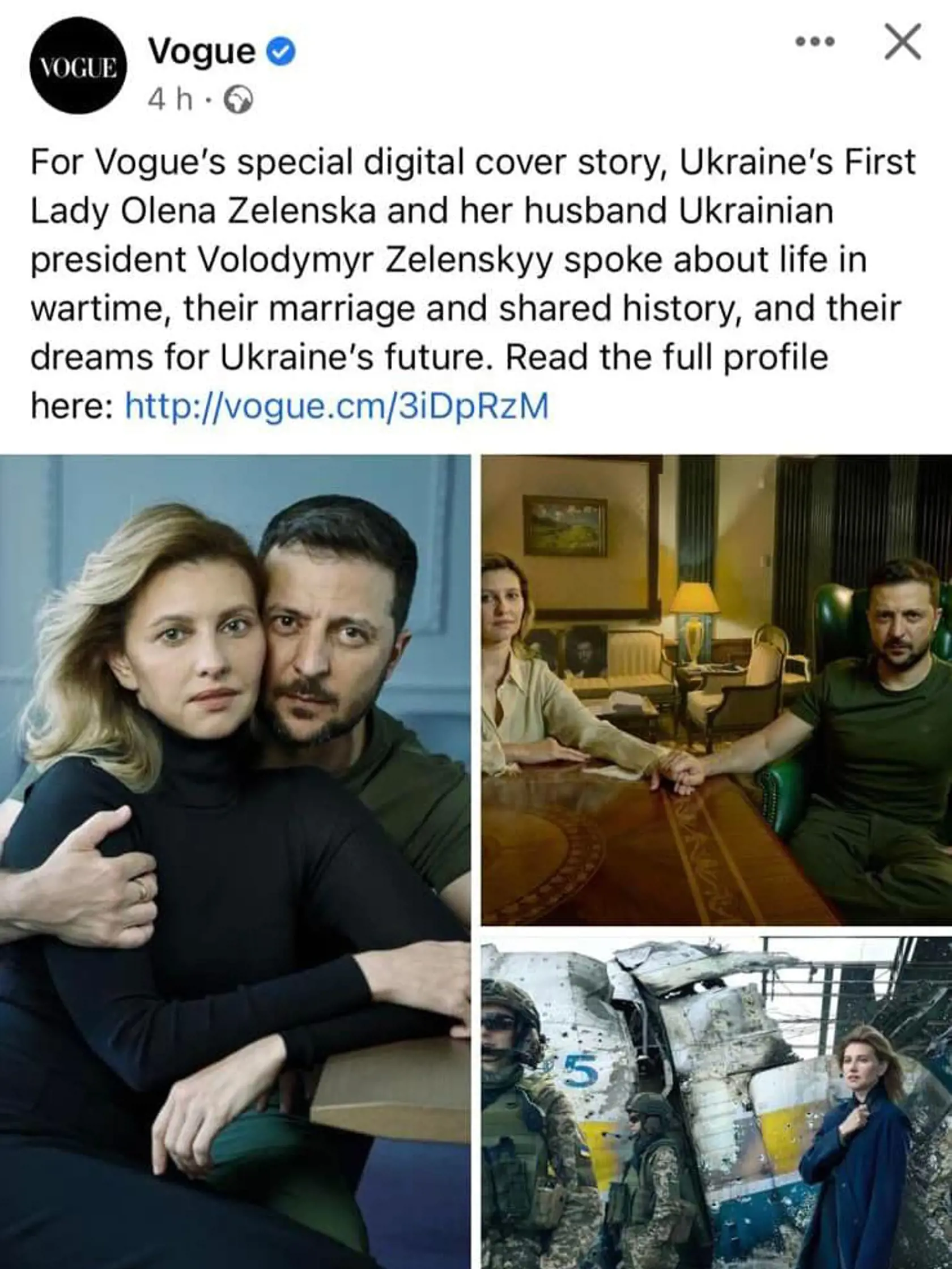 "➖Nafotenie “titulky” #Vogue počas vojny! Takéto strojené fotografie pána prezidenta Ukrajiny s jeho ženou na štýl filmových hviezd sú nevhodné! Považujem to za absolútne neprimerané k tomu, že desaťtisíce mužov a žien zomierajú v úplne zbytočnom konflikte a milióny ľudí sú od seba odlúčení! MIER!" odkázala Romana Tabák.