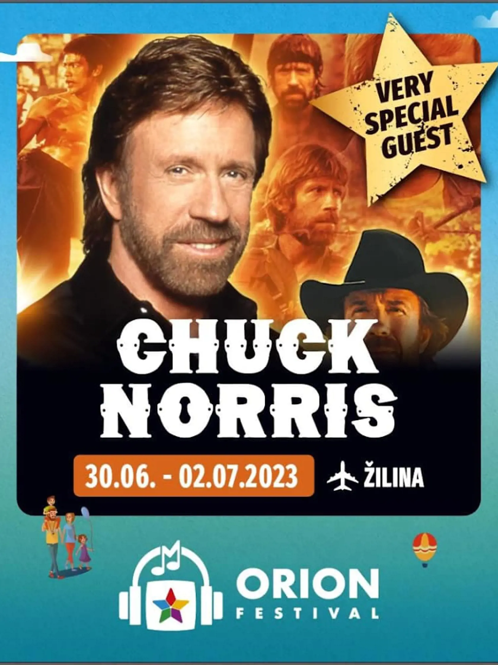 Chuck Norris mal byť špeciálnym hosťom na žilinskom ORION festivale, ktorý sa však napokon zrušil. Herec ale na Slovensko prišiel aj tak - kvôli charite.