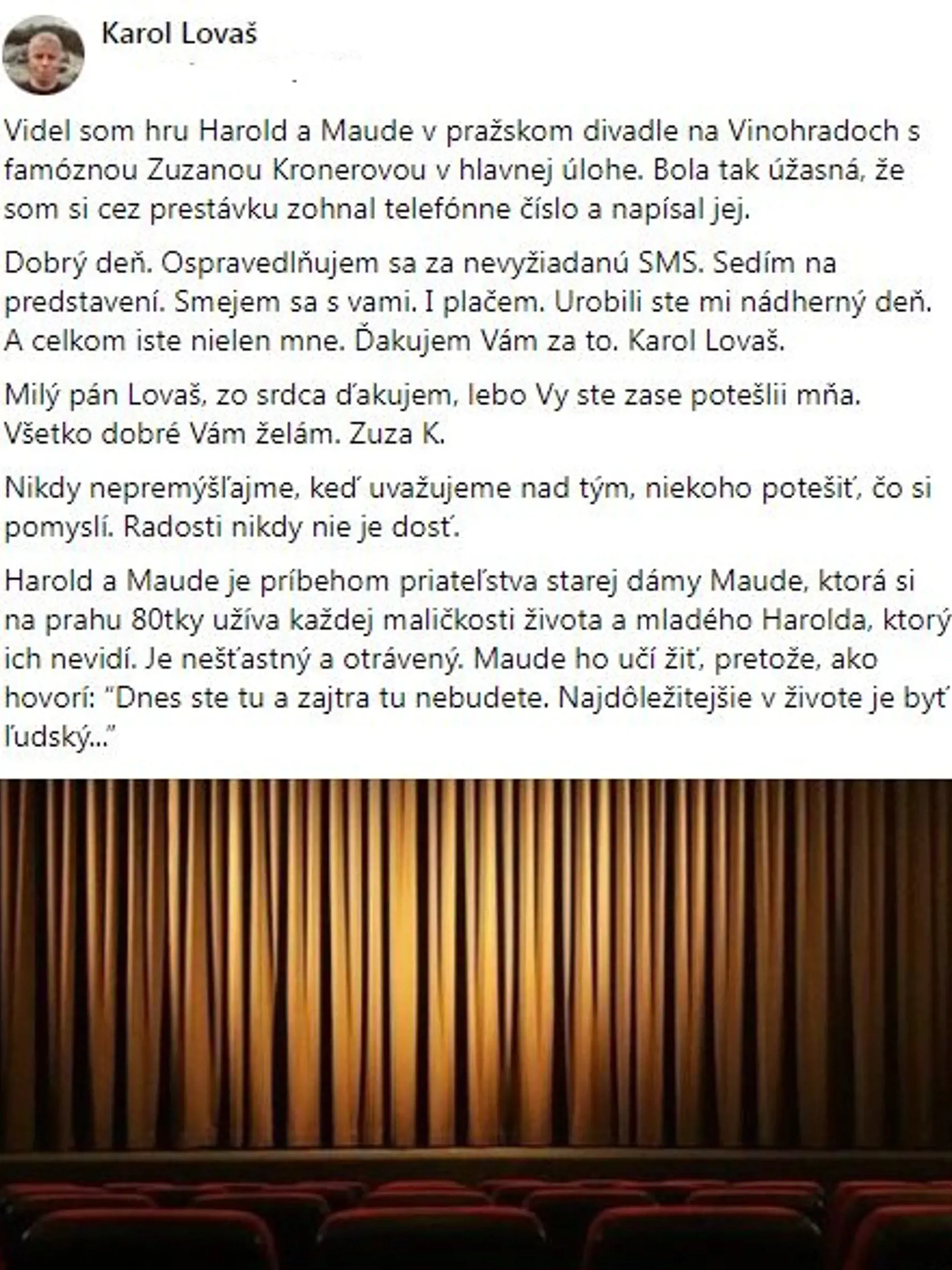 Kňaz sa so svojimi pocitmi z obnovenej premiéry podelil na sociálnej sieti.