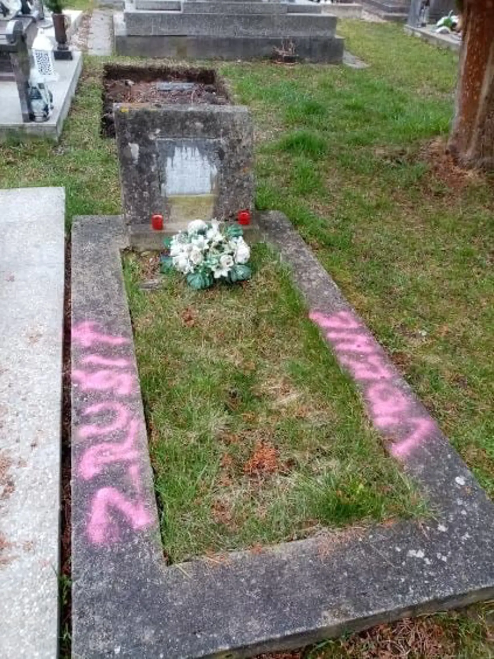 Niektoré z nich vedúca cintorína posprejovala sprejom, kde zanechala nápis: “zrušiť, voľné”.