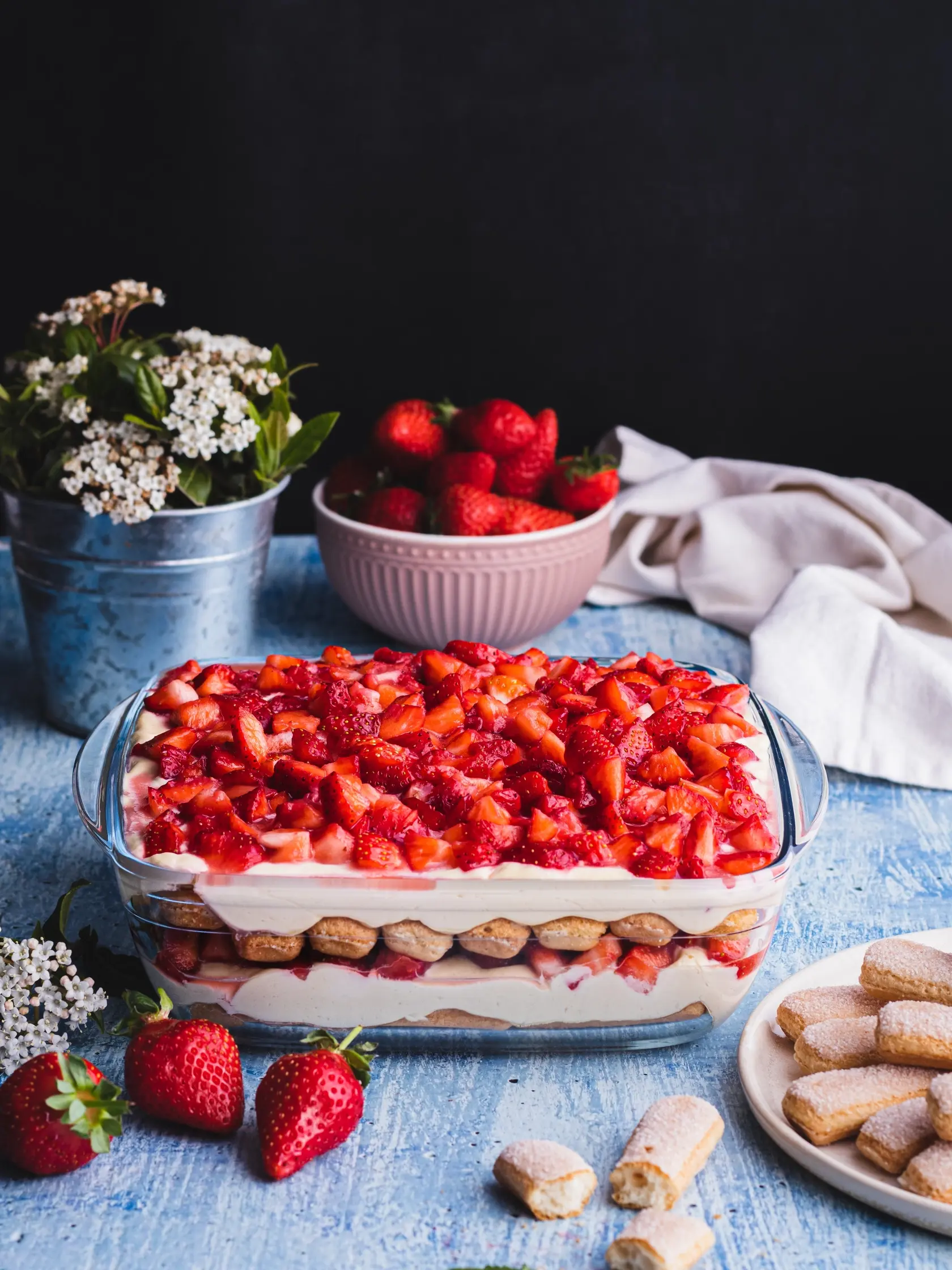 Jahodové tiramisu s tvarohom
