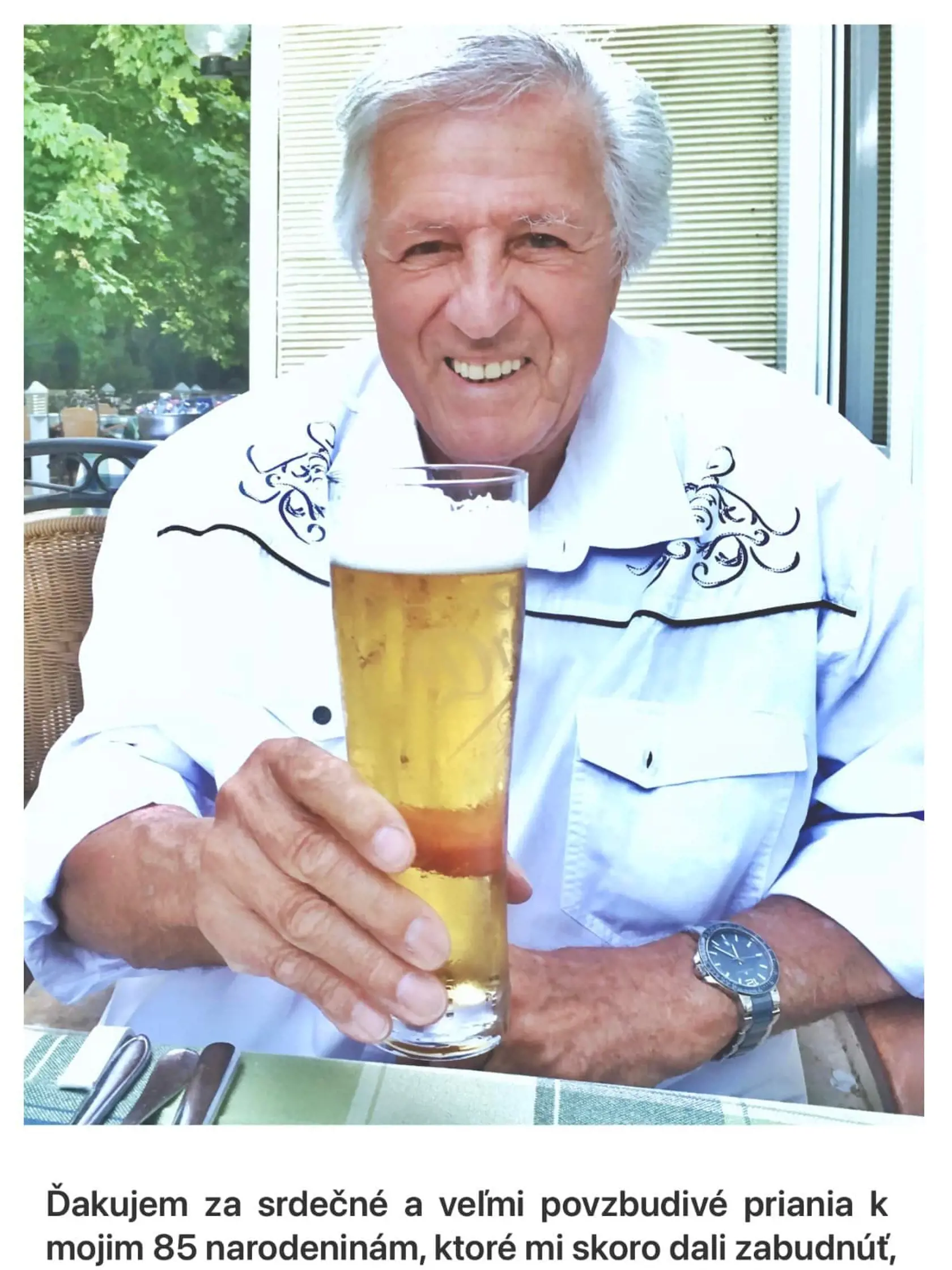 A tento rok - poďakovanie za blahoželaniak 85. narodeninám.