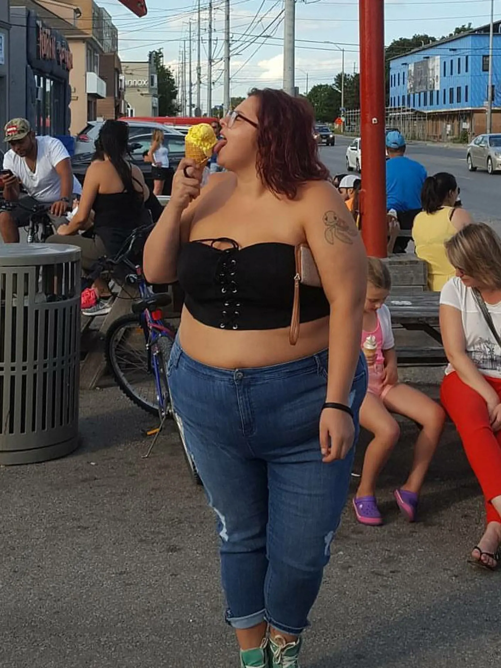 *** EXCLUSIVE - VIDEO AVAILABLE ***    UNSPECIFIED - UNDATED: Collect photo of Jewelz Mazzei posing in a crop  top and eating ice cream.    A PLUS-SIZE Model claims she has '99 problems, but being fat, ain't one.? Julianna Mazzei, AKA Jewelz is confident, humorous and sassy, and has no shame when it comes to posing with little clothing and talking to her thousands of social media followers about ?fat problems.? The 25-year-old from Toronto, Canada told Barcroft TV: ?I feel sexy in my body and I 