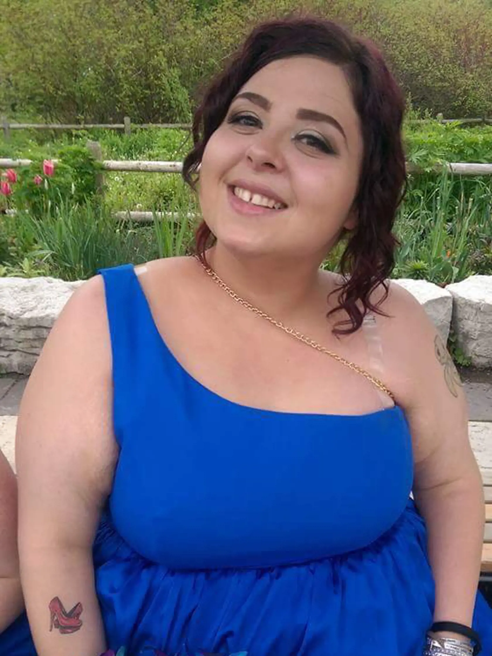 *** EXCLUSIVE - VIDEO AVAILABLE ***    UNSPECIFIED - UNDATED: Collect photo of Jewelz Mazzei posing for a photo wearing a blue dress.    A PLUS-SIZE Model claims she has '99 problems, but being fat, ain't one.? Julianna Mazzei, AKA Jewelz is confident, humorous and sassy, and has no shame when it comes to posing with little clothing and talking to her thousands of social media followers about ?fat problems.? The 25-year-old from Toronto, Canada told Barcroft TV: ?I feel sexy in my body and I fee