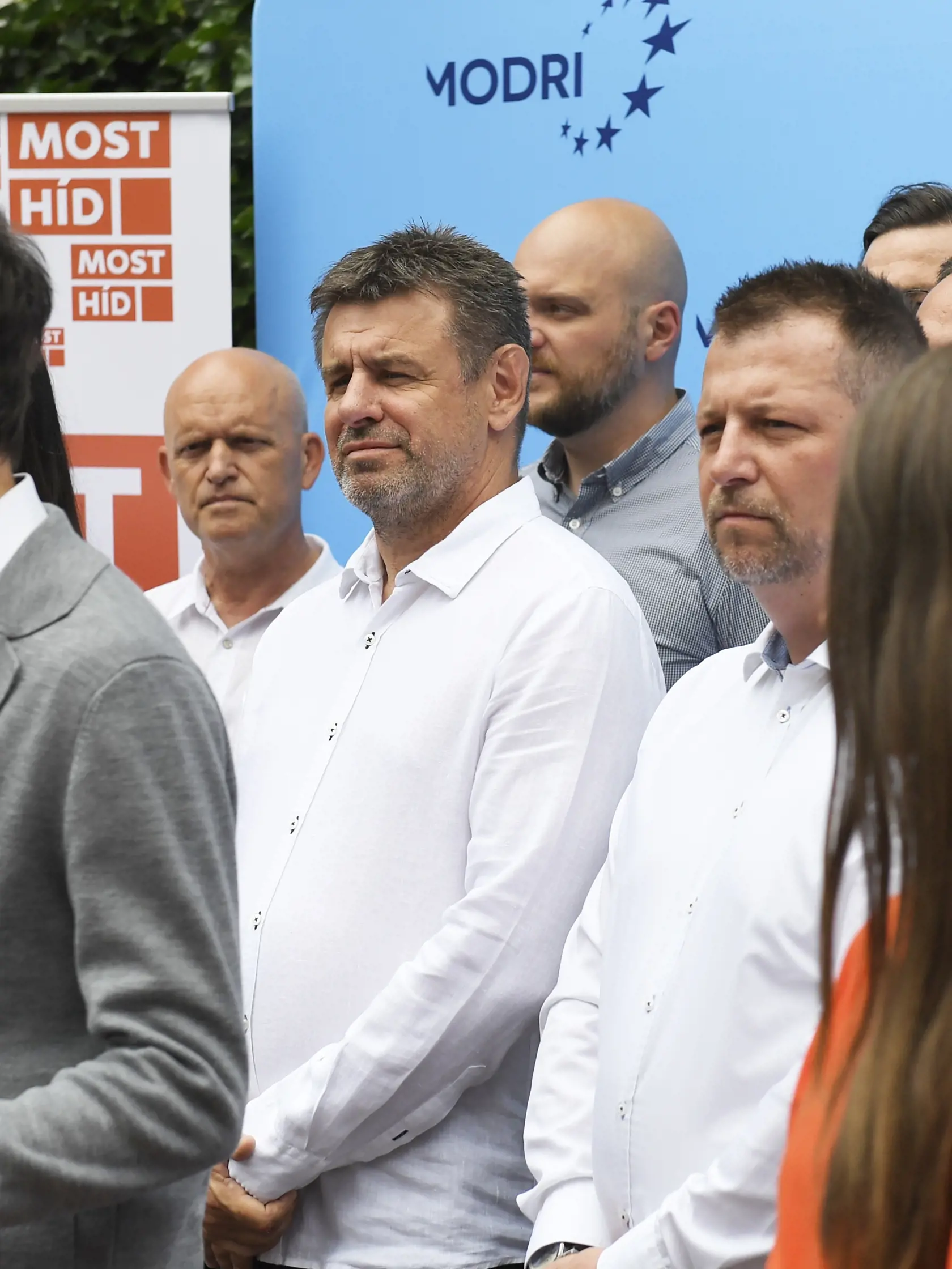 Predstavenie kandidátky a prvá etapa (aj bicyklovej) kampane strany Modrí, Most-Híd v Košiciach 30. júna 2023. Na snímke uprostred László Sólymos. FOTO TASR - František Iván