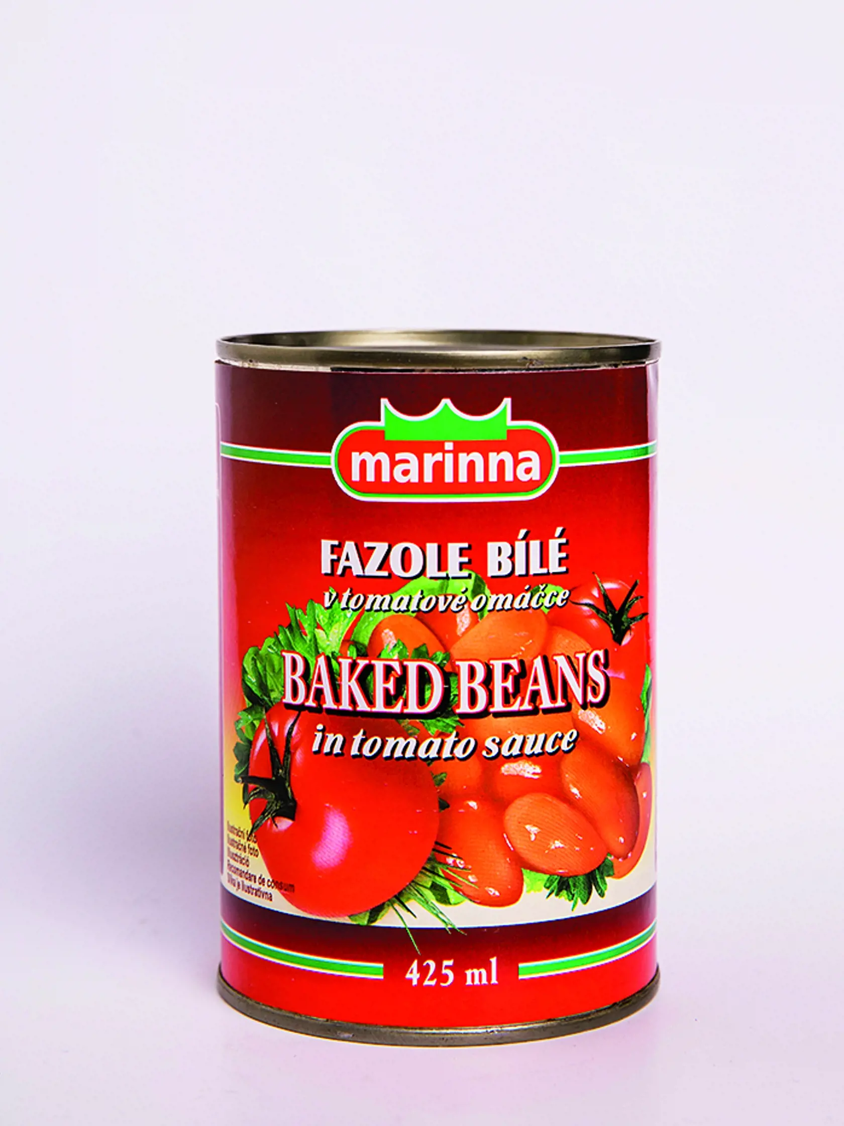 Fazuľa biela v paradajkovej omáčke MARINNA, 400 g 
Krajina pôvodu Taliansko, zloženie:  biela fazuľa 45 %, pitná voda, paradajkový pretlak 3 %, glukózový sirup, jedlá soľ, modifikovaný kukuričný škrob, korenie. Nutričné hodnoty neuvedené.
REDAKCIA HODNOTÍ: Neláka farbou ani vôňou. Fazuľové zrnká sú príliš mäkké, veľa je rozpadnutých. Omáčka je riedka až vodnatá, oddeľuje sa z nej škrob. Už bledoružová farba naznačuje nízky podiel paradajok. Celková chuť je slabá a nevýrazná, málo paradajková a