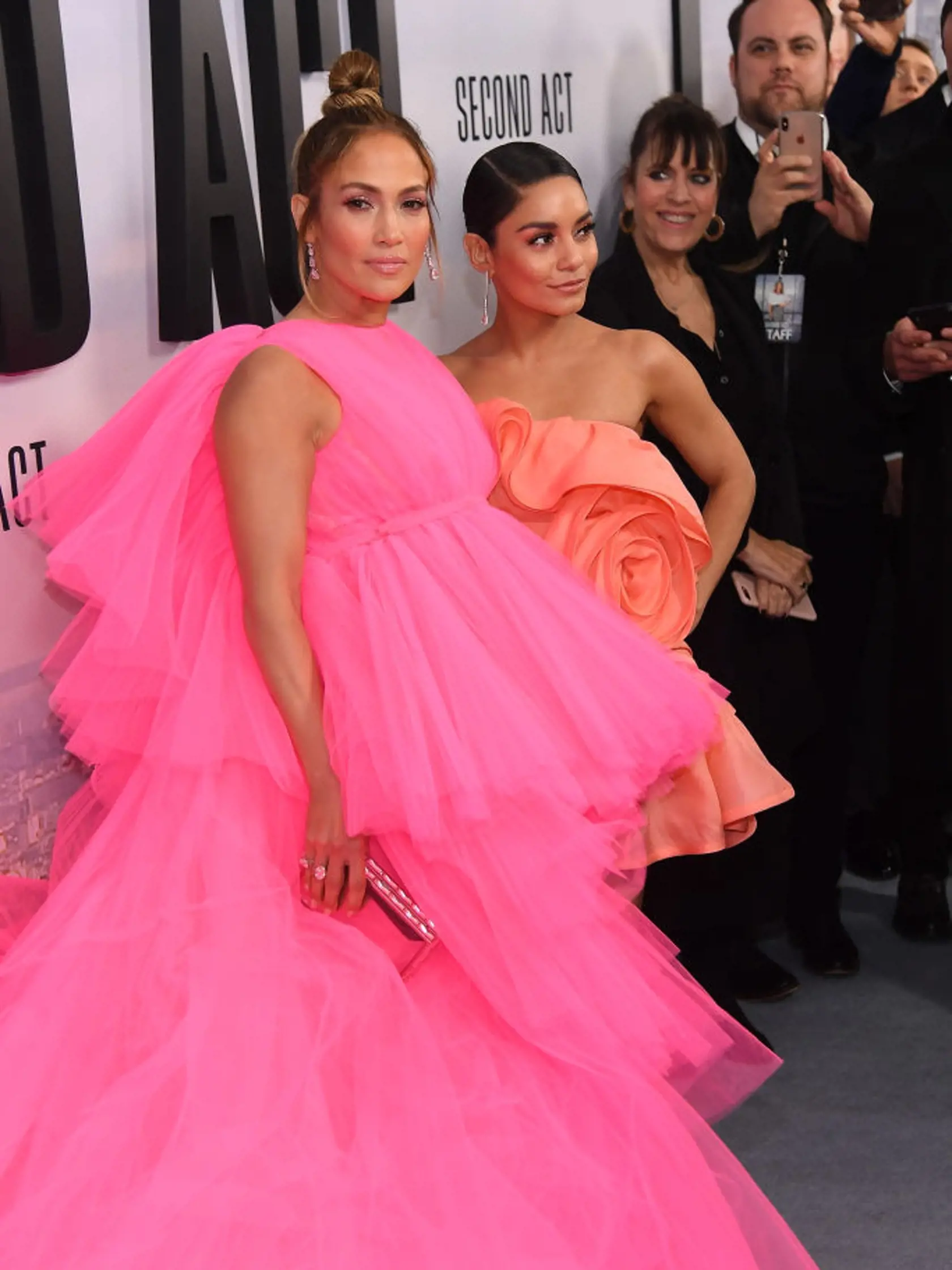 NEW YORK, NY - DECEMBER 12:  Jennifer Lopez and Vanessa Hudgens attend the world premiere of "Second Act" at Regal Union Square Theatre, Stadium 14 on December 12, 2018 in New York City.  (Photo by Nicholas Hunt/Getty Images)