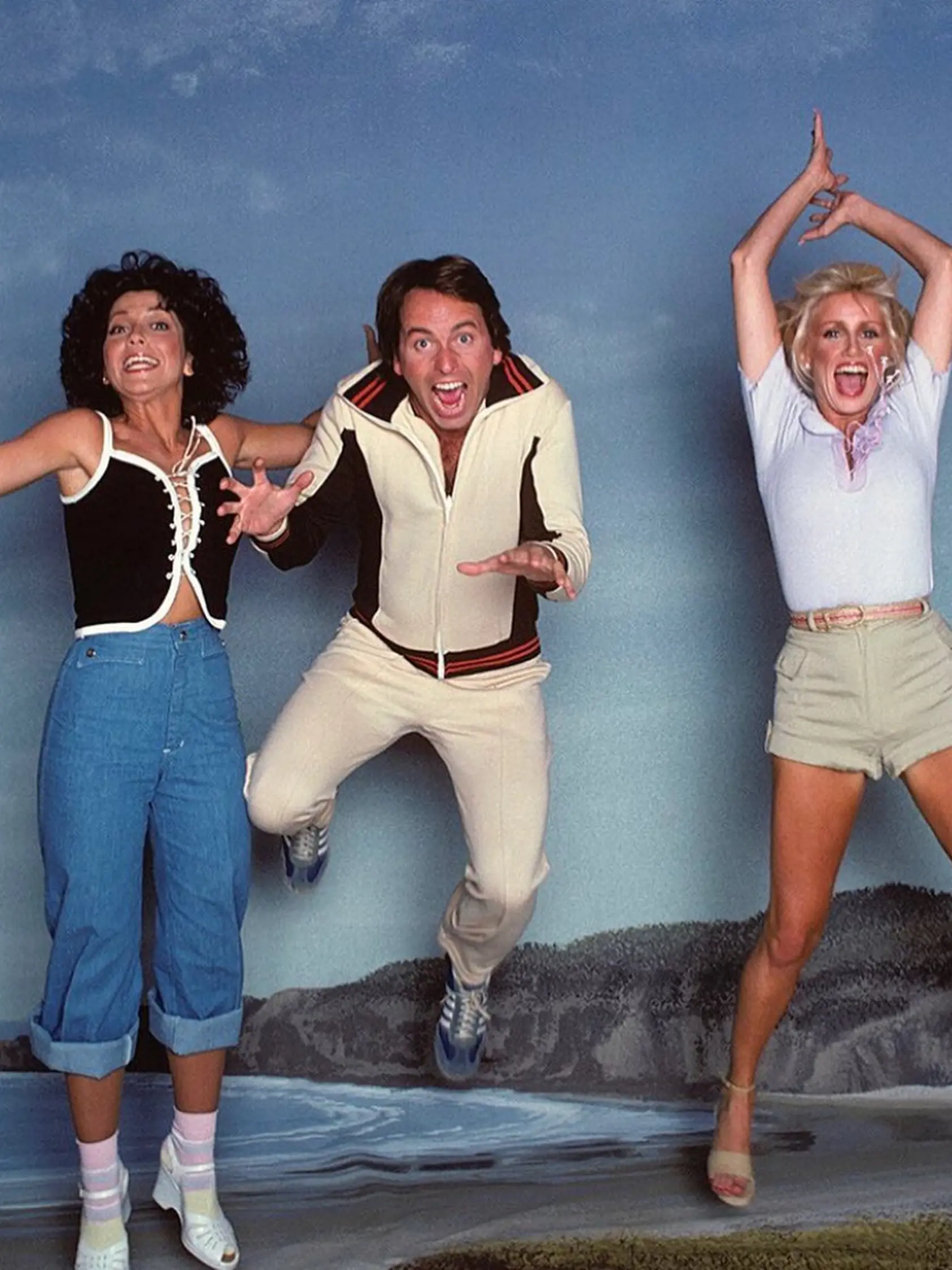 Suzanne Somers s hereckými kolegami v roku 1977.