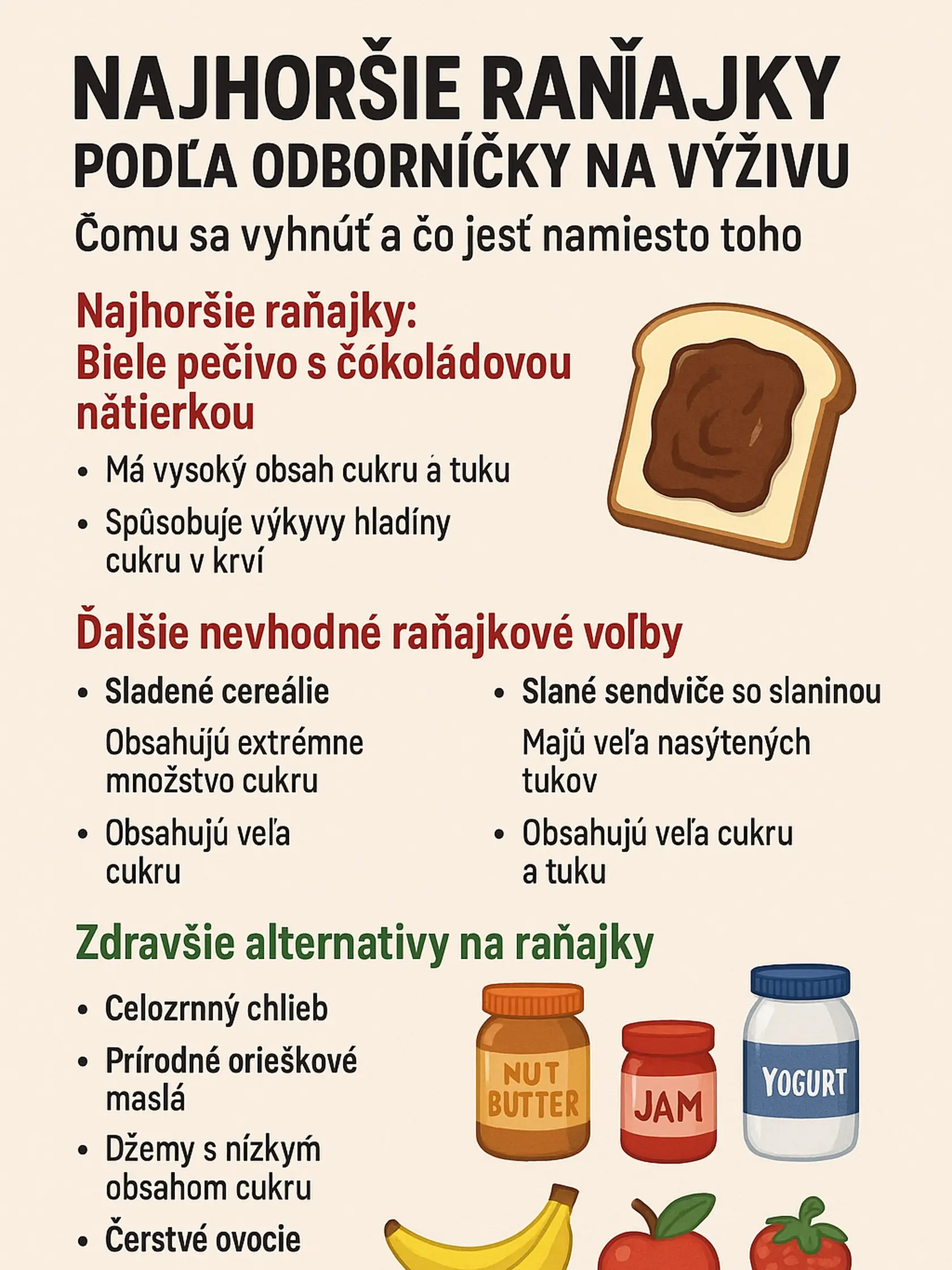 Najhoršie raňajky podľa odborníčky na výživu