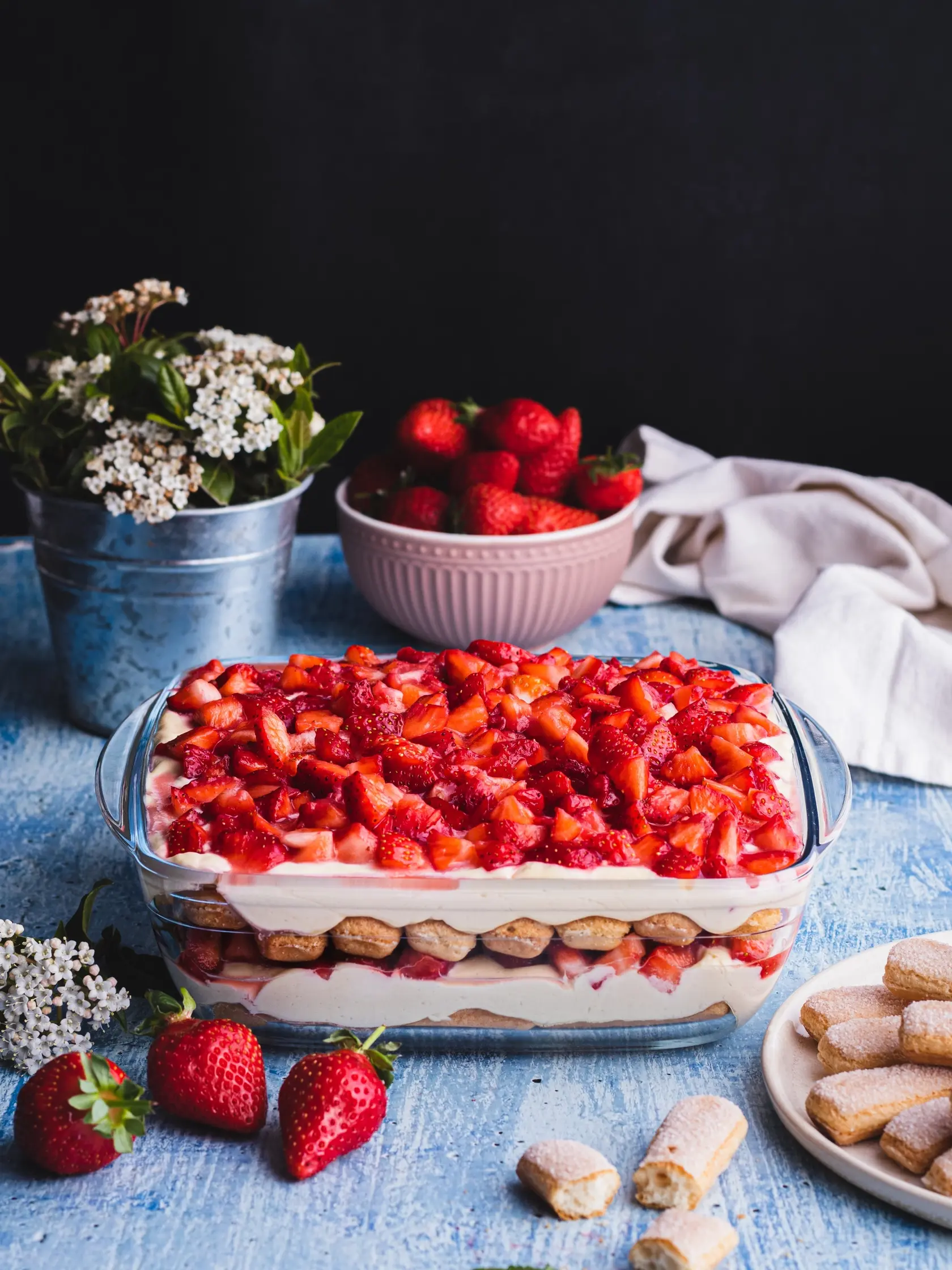 Jahodové tiramisu s tvarohom