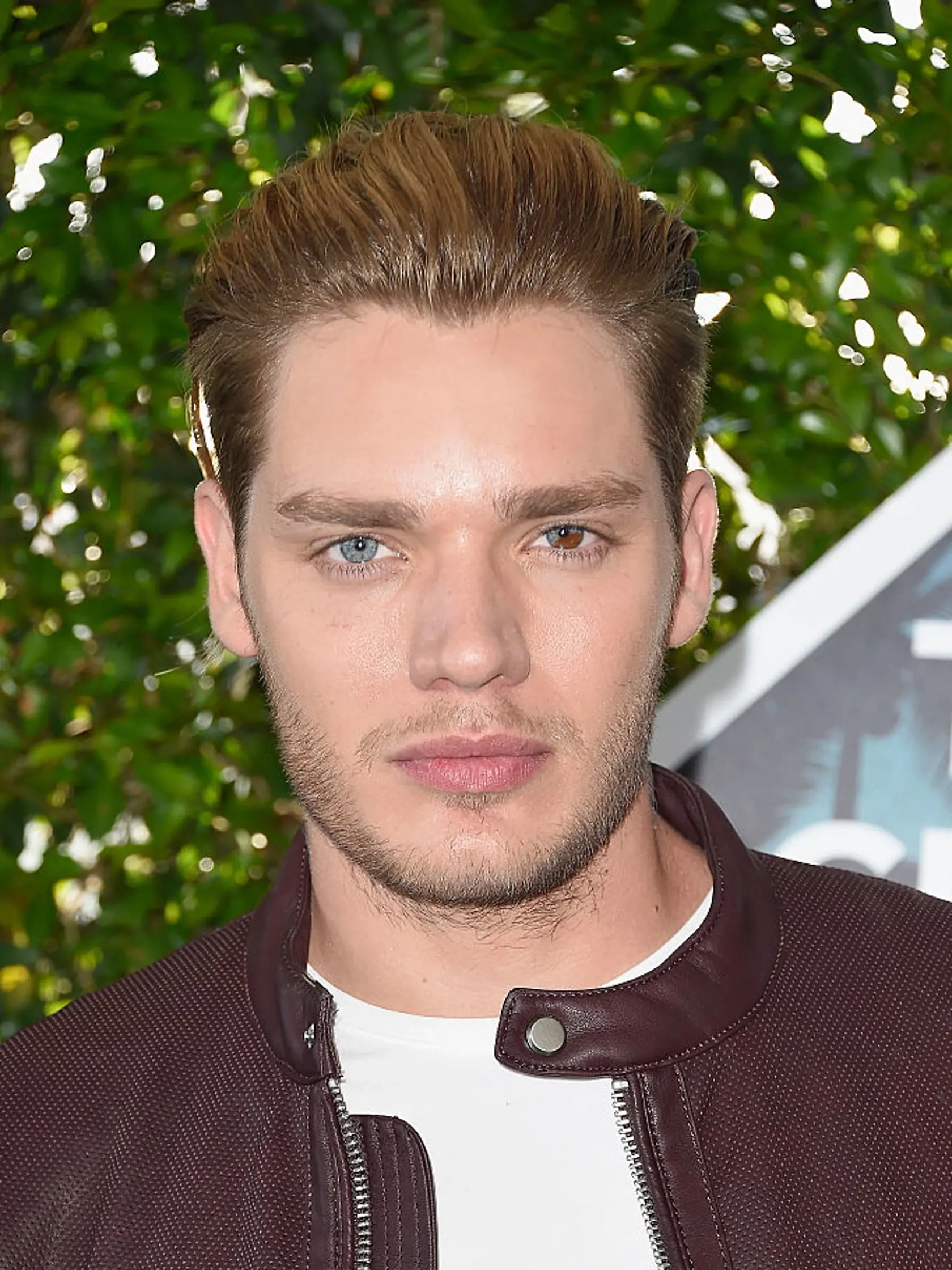 Britský herec Dominic Sherwood má jedno oko modré, druhé napoly modré a napoly hnedé.