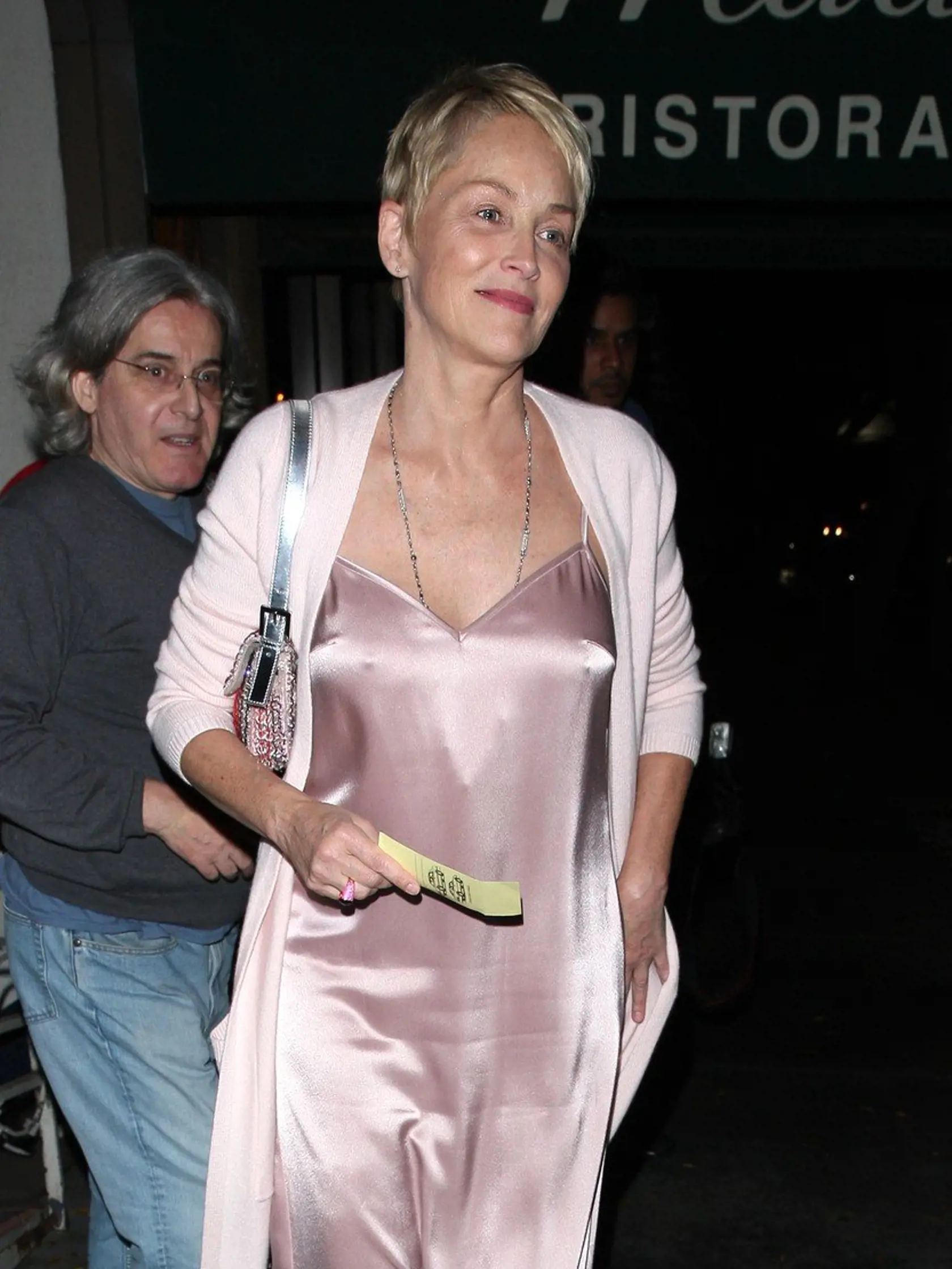 Sharon Stone is color coordinated in a all pink outfit as she leaves Italian Restaurant Madeo after having dinner with friends in West Hollywood Pictured: Sharon Stone, Image: 350693125, License: Rights-managed, Restrictions: -ALLCOUNTRY, Model Release: no, Credit line: Profimedia, Splash
