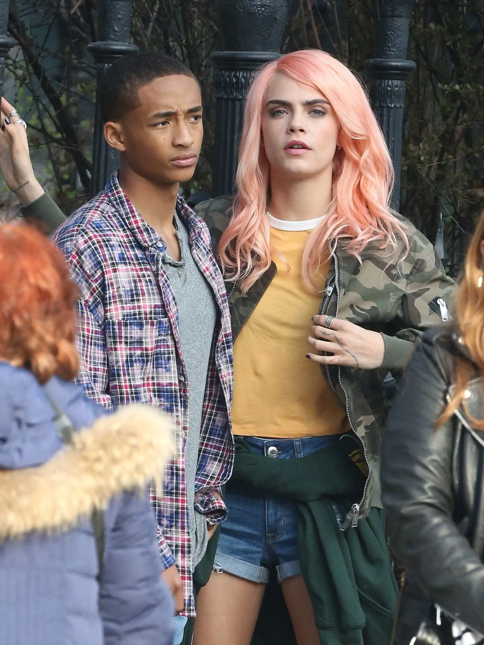 EXCLUSIVE: NO ET CANADA Cara Delevingne shoots scene with co star Jaden Smith for the movie Life in a Year filming in Toronto. The on screen couple are spotted kissing and clearly having a fun time on set. In scene the couple are busking and taking in the city sights.  Pictured: Cara Delevingne & Jaden Smith, Image: 329639213, License: Rights-managed, Restrictions: -ALLCOUNTRY, Model Release: no, Credit line: Profimedia, Splash