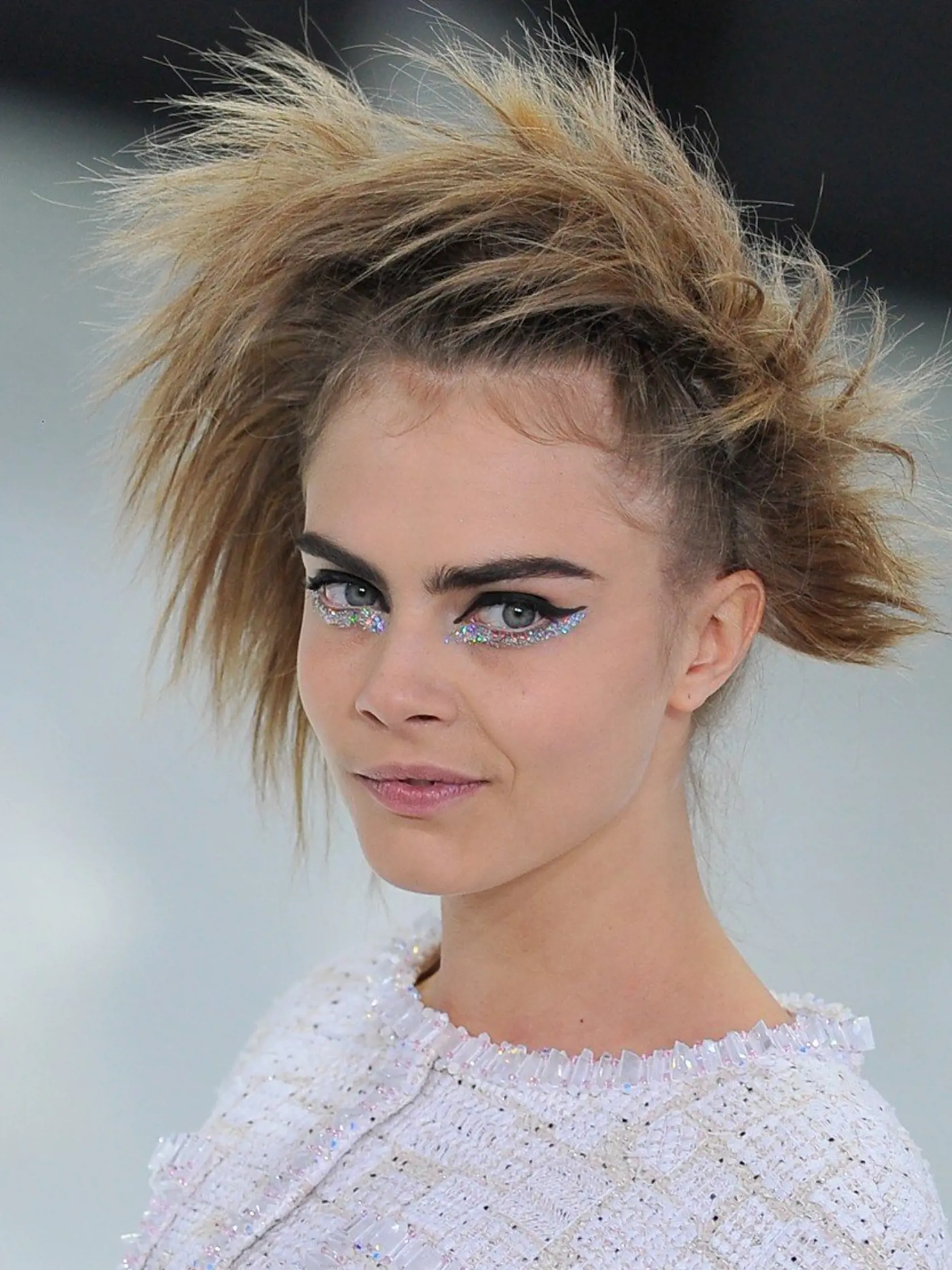 Model Cara Delevingne displays a creation designed by Designer Karl Lagerfeld for Chanel Spring-Summer 2014 Haute-Couture collection show held at the Grand Palais, in Paris, France on January 21, 2014., Image: 182590932, License: Rights-managed, Restrictions: , Model Release: no, Credit line: Profimedia, Abaca