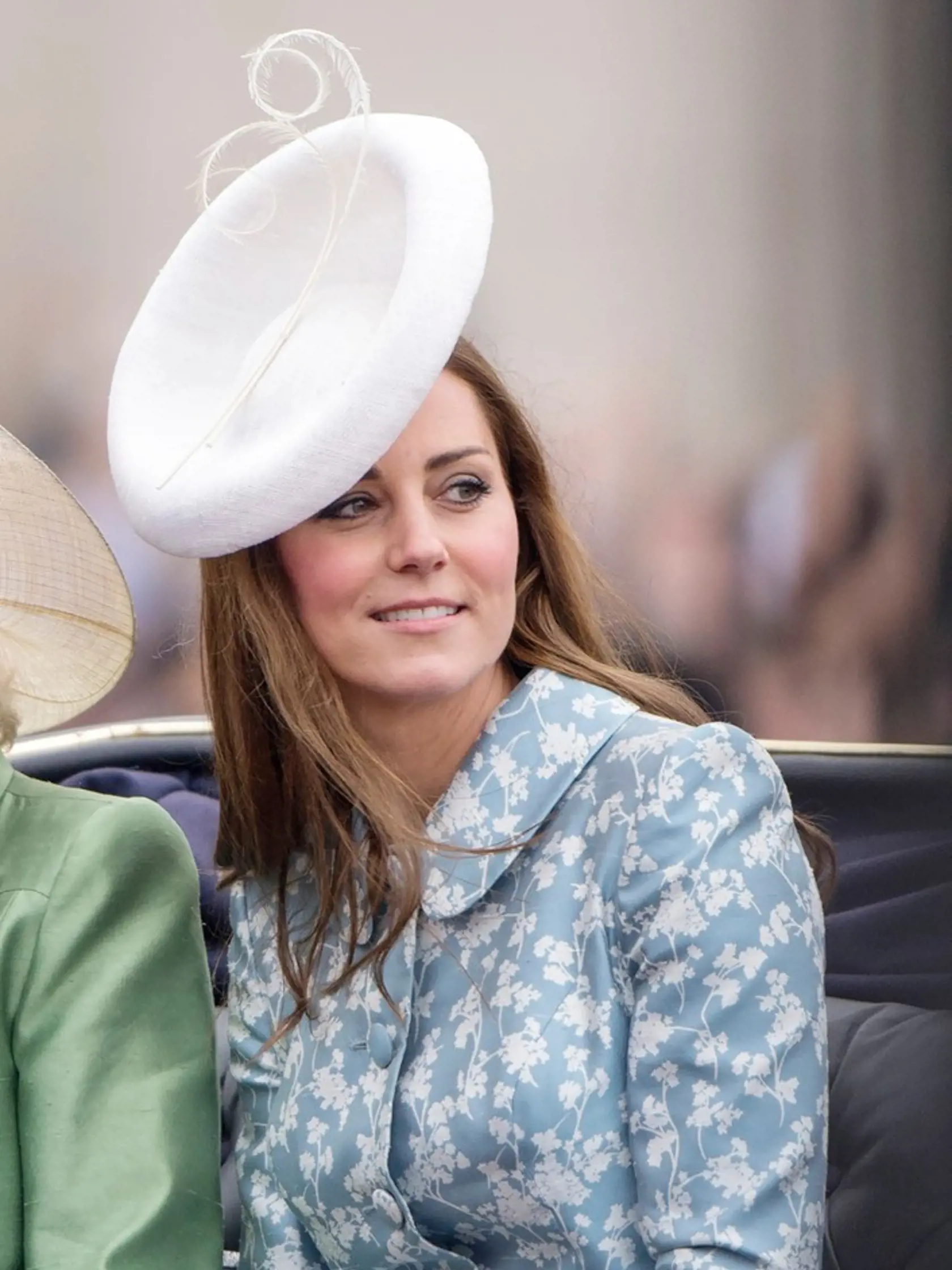 Britain's Catherine, Duchess of Cambridge, returns to Buckingham Palace following the Trooping of the Colour Queen's annual birthday parade in central London, 13 June 2015. The Queen's Birthday Parade is more popularly known as Trooping the Colour, when the Queen's Colour is 'Trooped' in front of Her Majesty and all the Royal Colonels and marks her official birthday. Photo: Patrick van Katwijk / NETHERLANDS OUT POINT DE VUE OUT - NO WIRE SERVICE -, Image: 249548069, License: Rights-managed, Rest