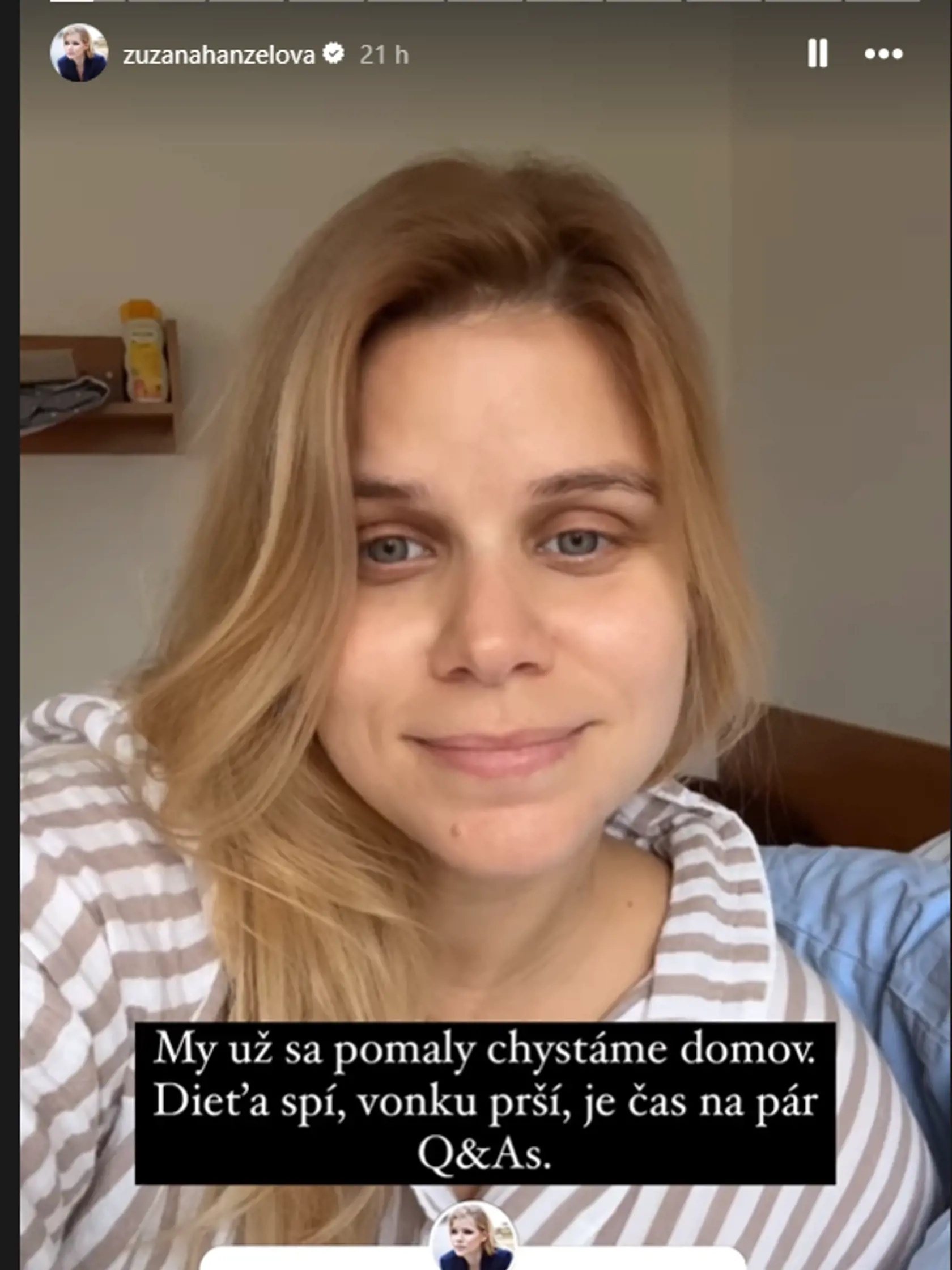 Zuzana Kovačič Hanzelová dala v deň odchodu z pôrodnice priestor na otázky fanúšikom.