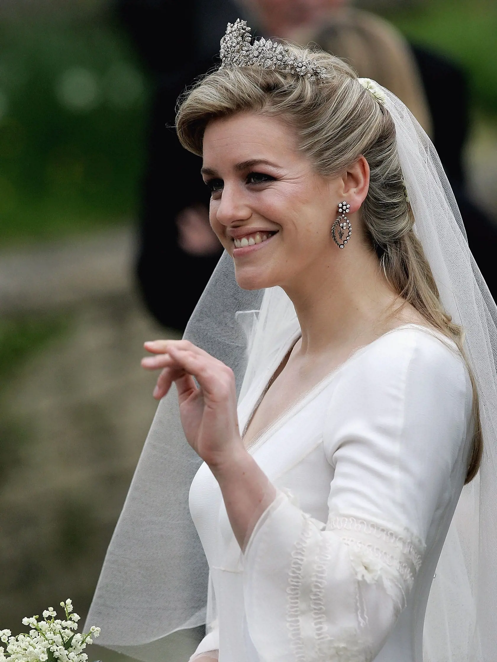 LACOCK, UNITED KINGDOM - MAY 06:  Laura Parker Bowles arrives for her wedding to Harry Lopes at St Cyriac's Church, Lacock on May 6, 2006 in Wiltshire, England. 26-year old Laura (daughter of Camilla and her former husband Andrew), and 29-year old Harry (nephew of the late Lord Roborough and grandson of the late Lord Astor of Hever) announced their engagement in November, having dated for nine years.  (Photo by Chris Jackson/Getty Images)