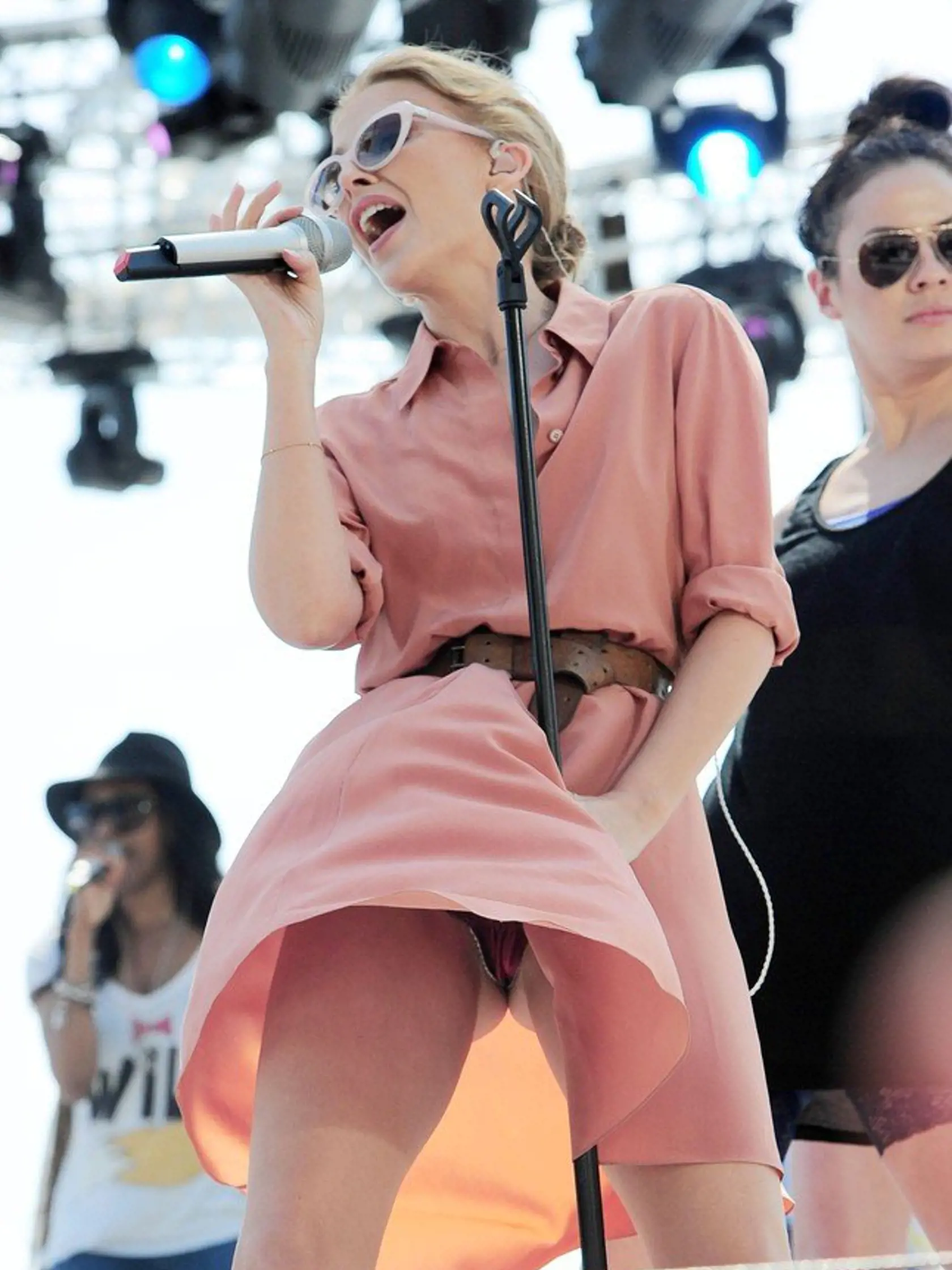 20 May 2014 - CANNES  - FRANCE   **EXCLUSIVE ALL ROUND PICTURES**  KYLIE MINOUGE PICTURED HAVING A SKIRT MALFUNCTION DURING A SOUND CHECK IN CANNES!, Image: 194168682, License: Rights-managed, Restrictions: **EXCLUSIVE ALL ROUND PICTURES**PLEASE CREDIT AS PER BYLINE *UK CLIENTS - PLEASE PIXELATE CHILDS FACE BEFORE PUBLICATION***UK CLIENTS MUST CALL PRIOR TO TV OR ONLINE USAGE PLEASE CALL  44 208 344 2007, Model Release: no, Credit line: Profimedia, Xposurephotos