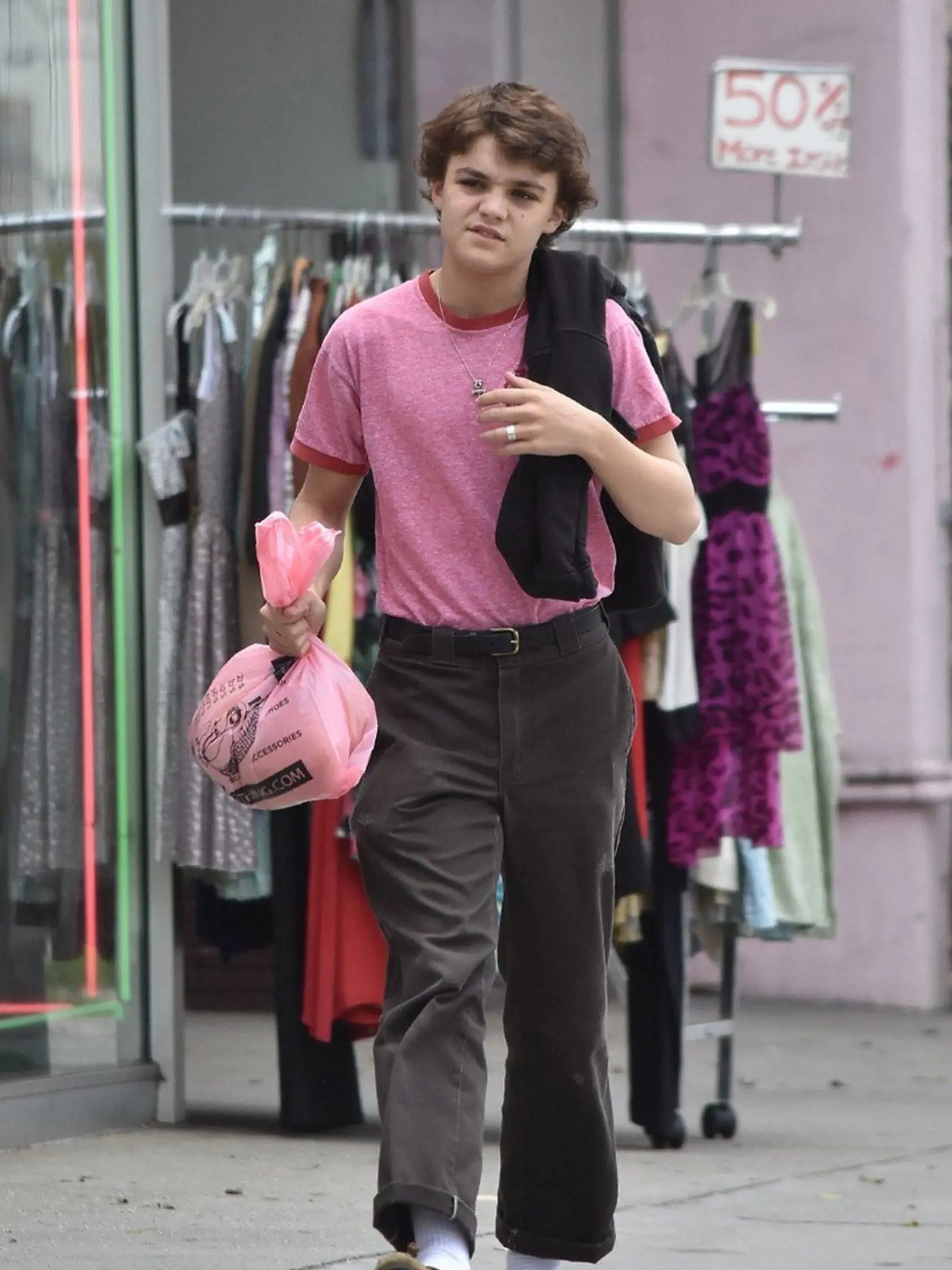 Van Nuys, CA  - *EXCLUSIVE*  - John Christopher Depp III goes for a stroll on an overcast Saturday. The son of Johnny Depp and Vanessa Paradis looks casual as he chews on gum while walking down the street.    Pictured: John Christopher Depp III    BACKGRID USA 10 JUNE 2017, Image: 336240906, License: Rights-managed, Restrictions: , Model Release: no, Credit line: Profimedia, AKM-GSI