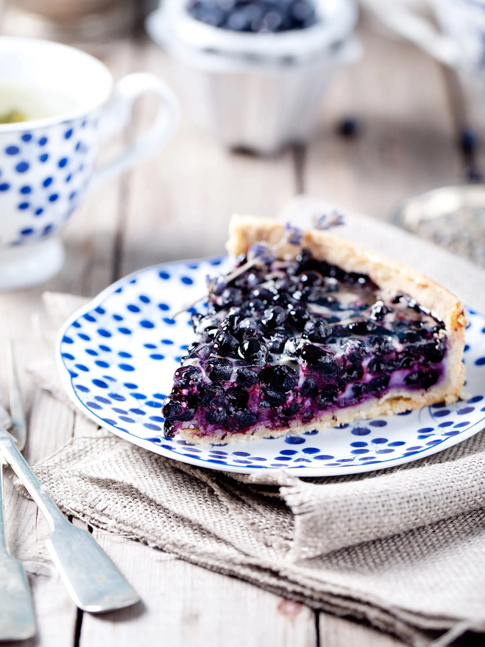 Tart s vanilkovým krémom a čučoriedkami