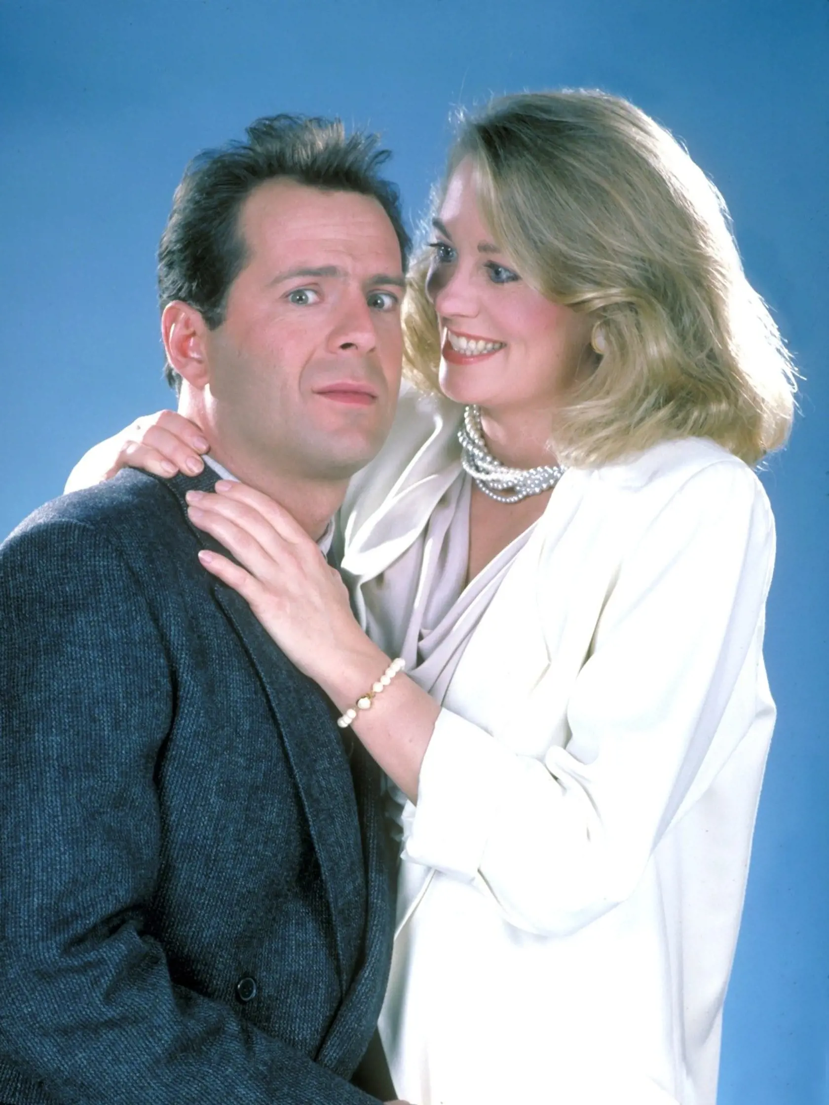 Cybill Shepherd a Bruce Willis v seriáli Mesačný svit.