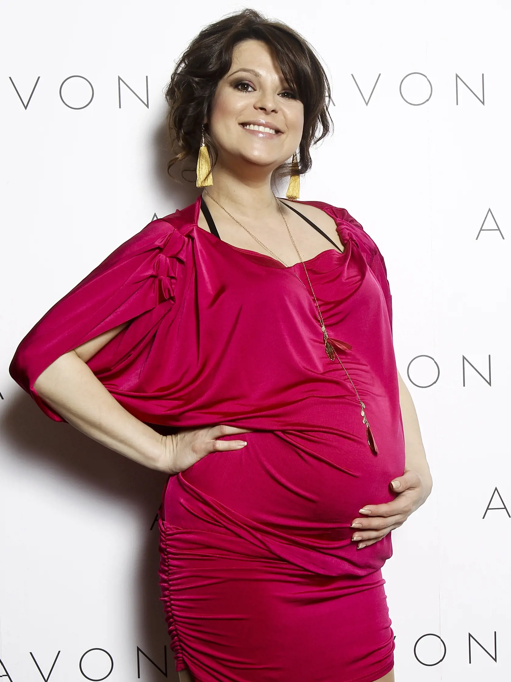 Na snimke slovenska herecka zijuca v cechach Alzbeta Stankova pozuje po skonceni tlacovej konferencie kozmetickej spolocnosti AVON, pre ktoru sa stala tvarou novej rady produktov.