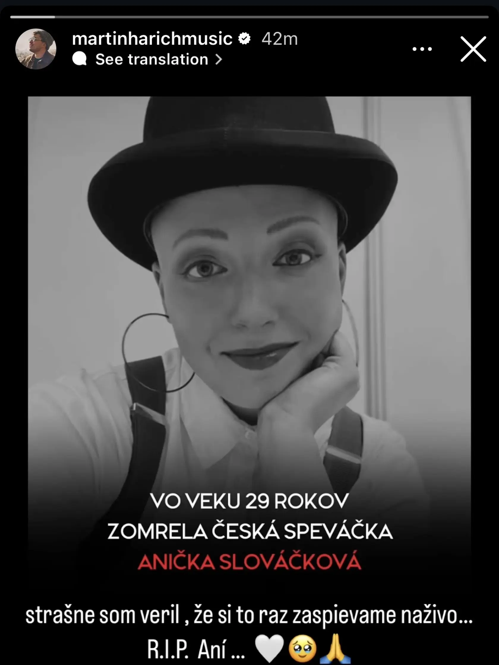 Smrť Aničky Slováčkovej (†29) zarmútila aj známe tváre. Odkaz do neba jej posiela aj Martin Harich.