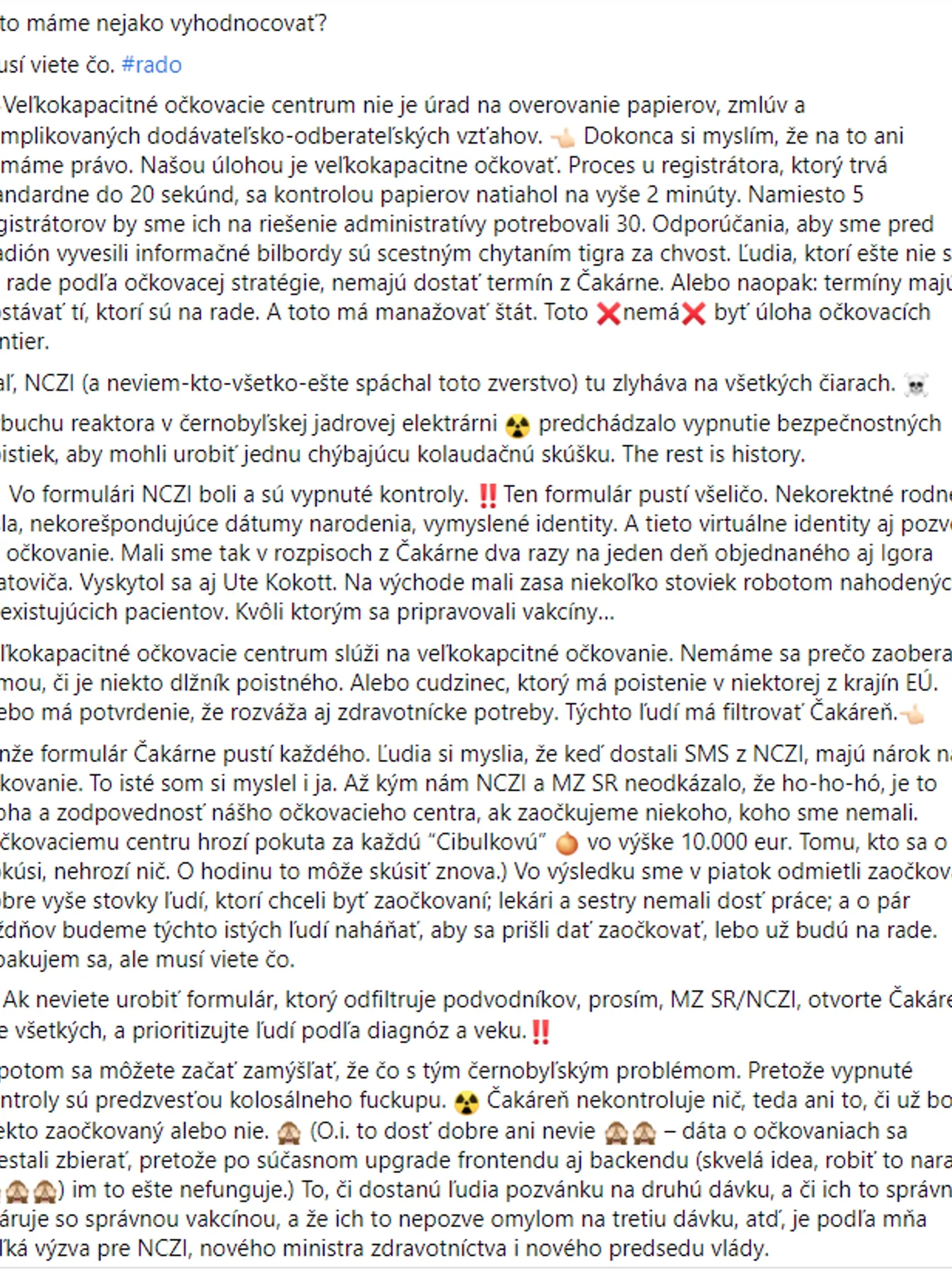 Krajský lekár opísal, s čím musia zápasiť vo veľkokapacitnom očkovacom centre. Systém totiž prihlasuje kohokoľvek.