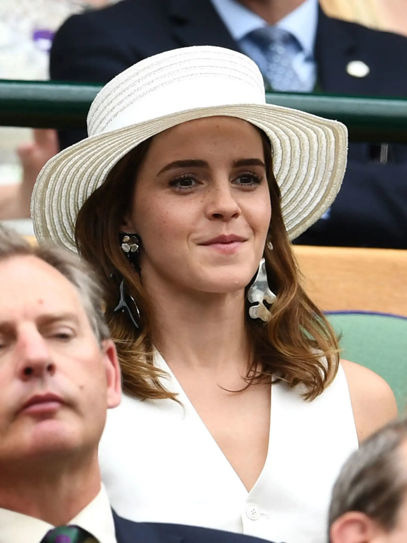 LONDON, ENGLAND - JULY 14:  Emma Watson attends day twelve of the Wimbledon Lawn Tennis Championships at All England Lawn Tennis and Croquet Club on July 14, 2018 in London, England.  (Photo by Clive Mason/Getty Images)
