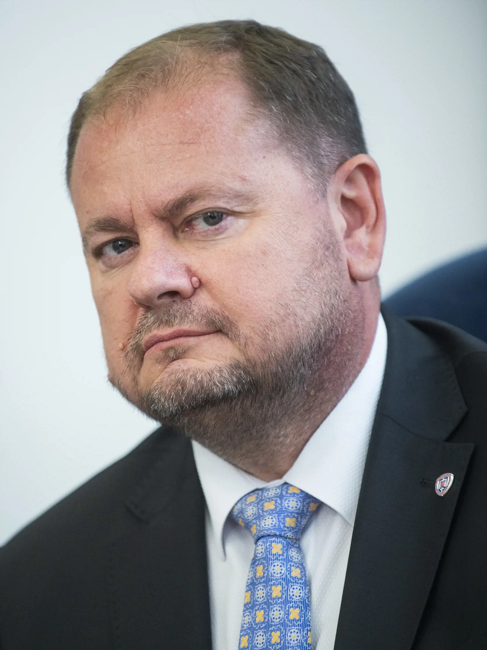 Na snímke námestník generálneho prokurátora SR Jozef Sedlák počas tlačového vyhlásenia na tému Podanie prezidentky na Ústavný súd SR, 18. septembra 2023 v Bratislave.