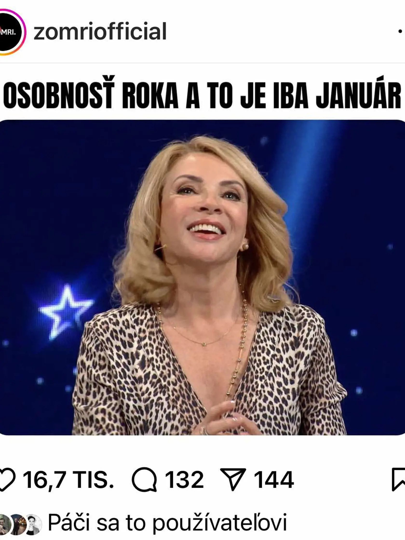 Satirická stránka Zomri velebí Zdenu Studenkovú za to, že odmietla štátne vyznamenanie.
