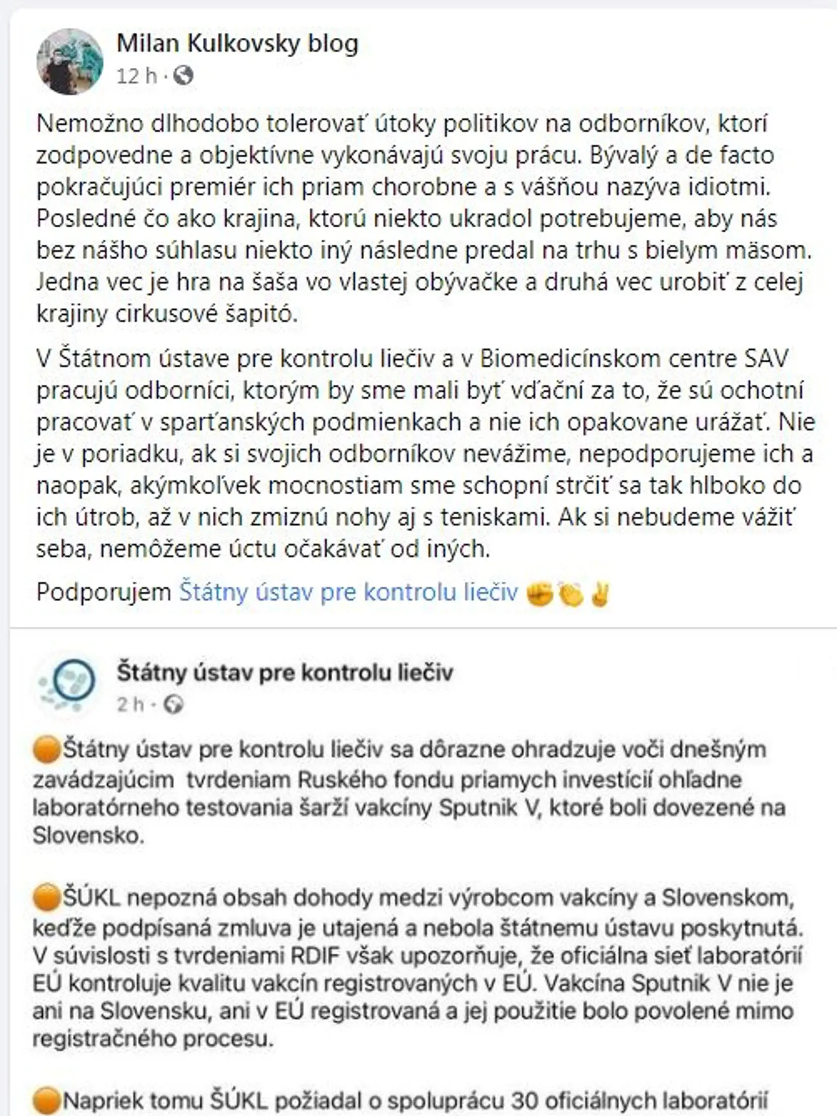 Vyjadrenie Milana Kulkovského na blogu.