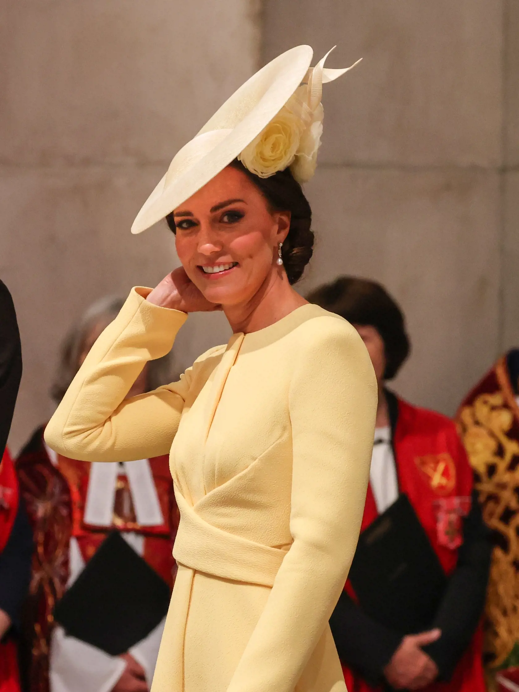 Vojvodkyňa Kate Middleton na oslavách platinového jubilea kráľovnej Alžbety počas bohoslužby v kostole sv. Pavla.