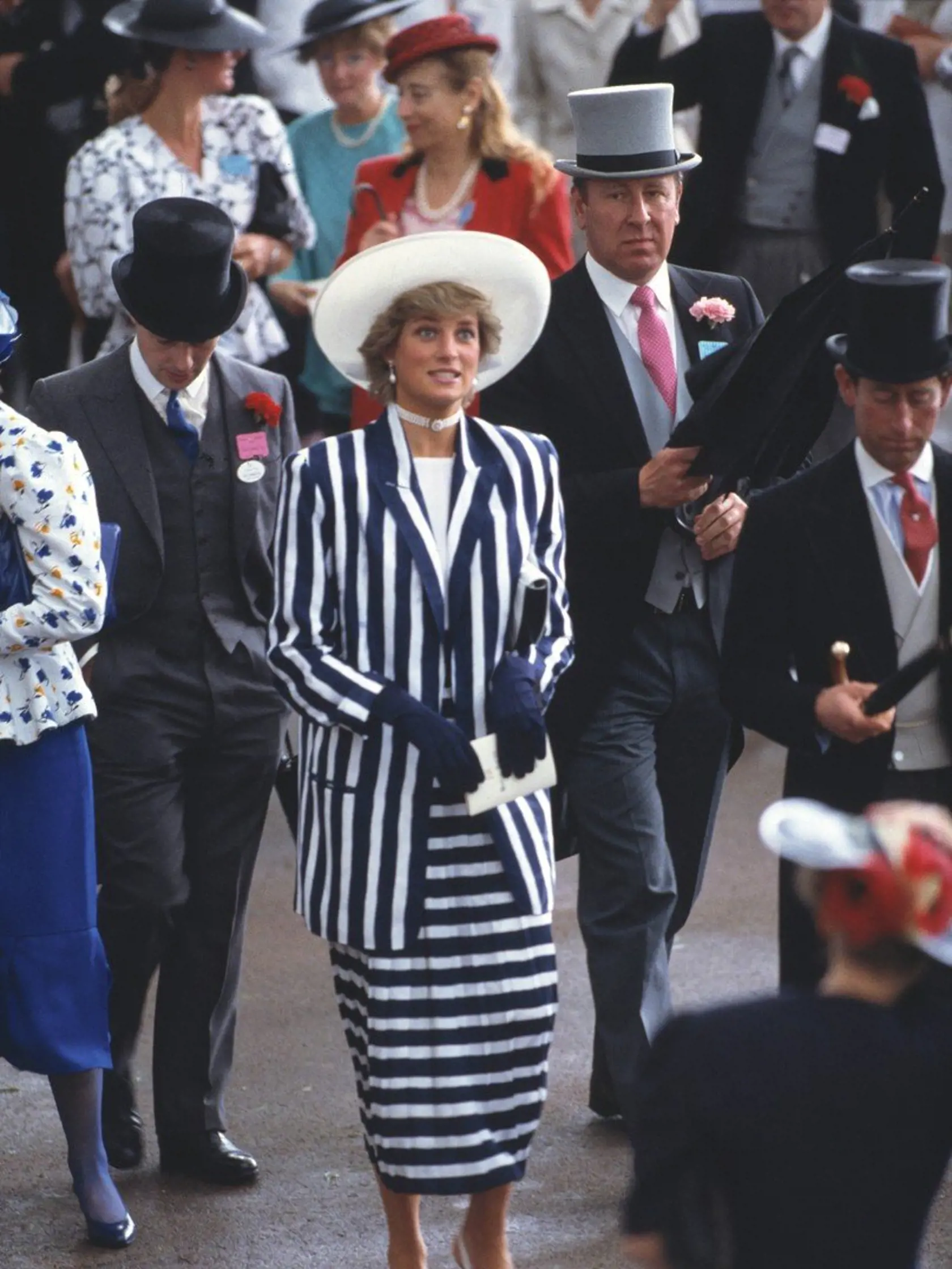 Princezná Diana na kráľovských dostihoch v roku 1987
