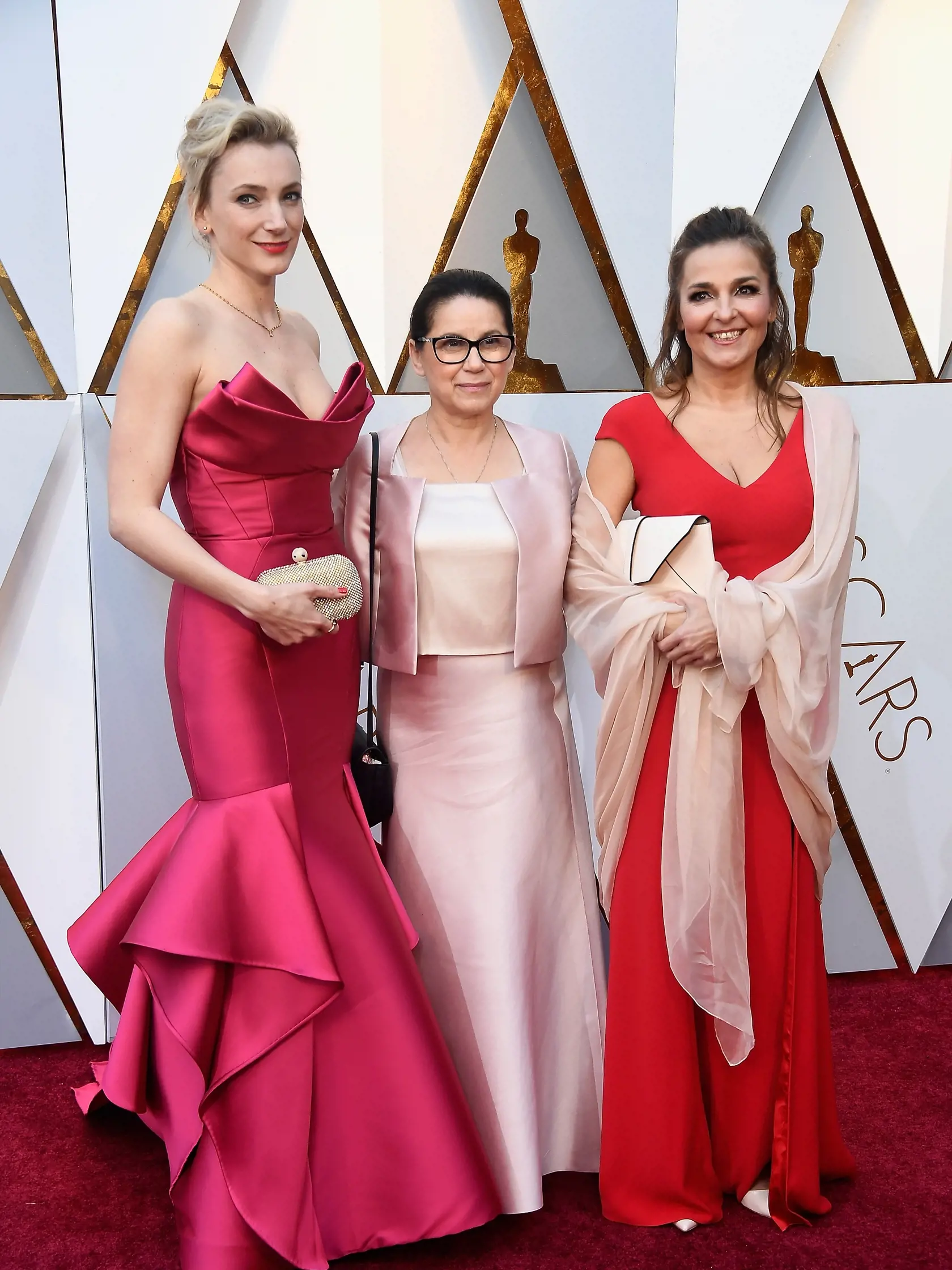 HOLLYWOOD, CA - MARCH 04:  (L-R) Alexandra Borbely, Ildiko Enyedi, and Monika Mecs attend the 90th Annual Academy Awards at Hollywood & Highland Center on March 4, 2018 in Hollywood, California.  (Photo by Frazer Harrison/Getty Images)