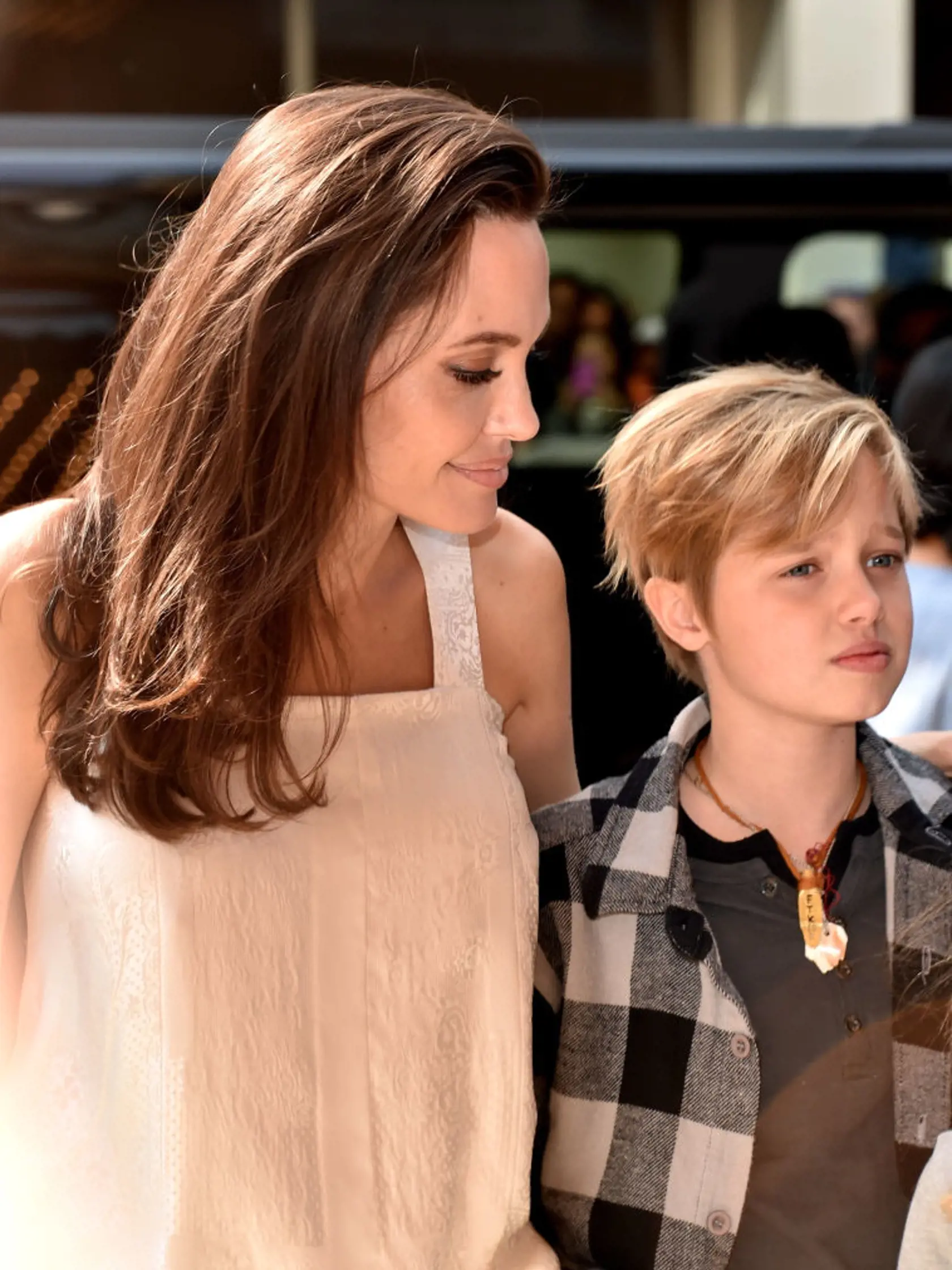 TORONTO, ON - SEPTEMBER 10:  Angelina Jolie (L) and Shiloh Jolie-Pitt attend "The Breadwinner" premiere during the 2017 Toronto International Film Festival at Winter Garden Theatre on September 10, 2017 in Toronto, Canada.  (Photo by Alberto E. Rodriguez/Getty Images)