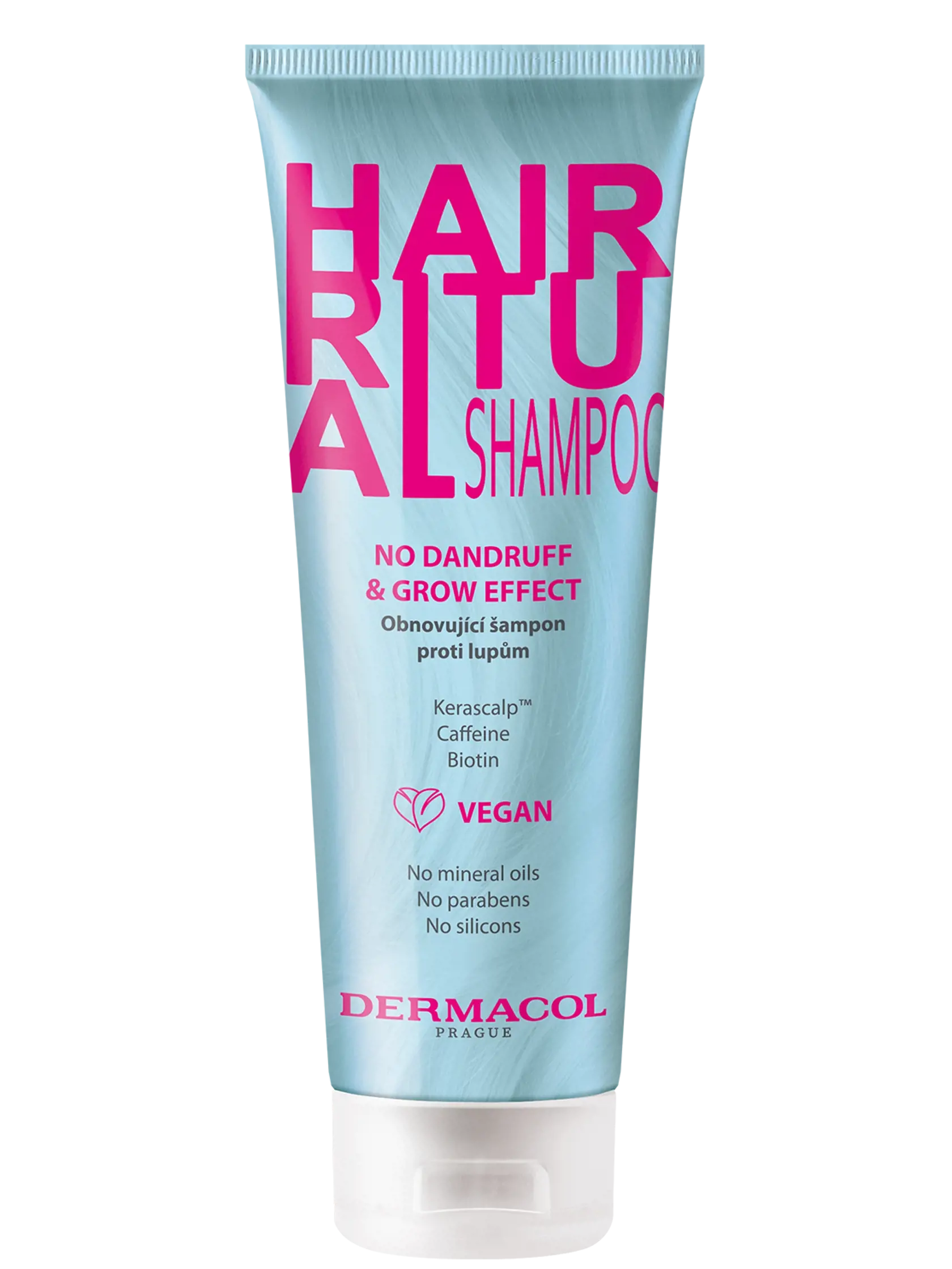 Šampón proti lupinám HAIR RITUAL šetrne odstraňuje z vlasových vlákien suché aj mastné lupiny a aktivuje vlasové korienky, pomáha zabraňovať vypadávaniu vlasov a zvyšovať ich odolnosť, Dermacol, 7,69 Eur