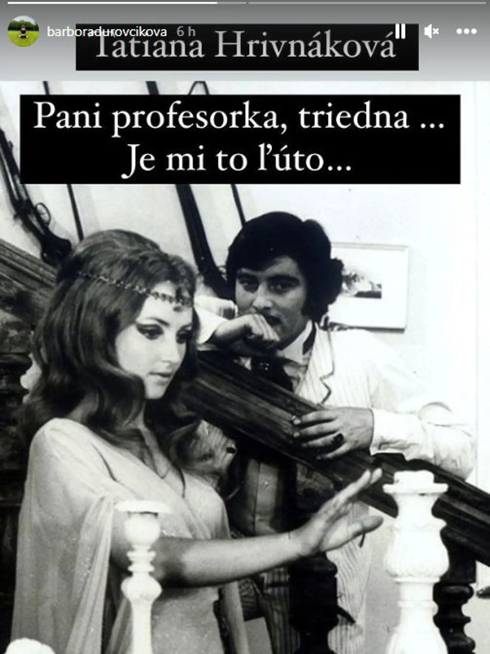 O úmrtí herečky Tatiany Hrivňákovej (†74) informovala na Instagrame Barbora Ďurovčíková.