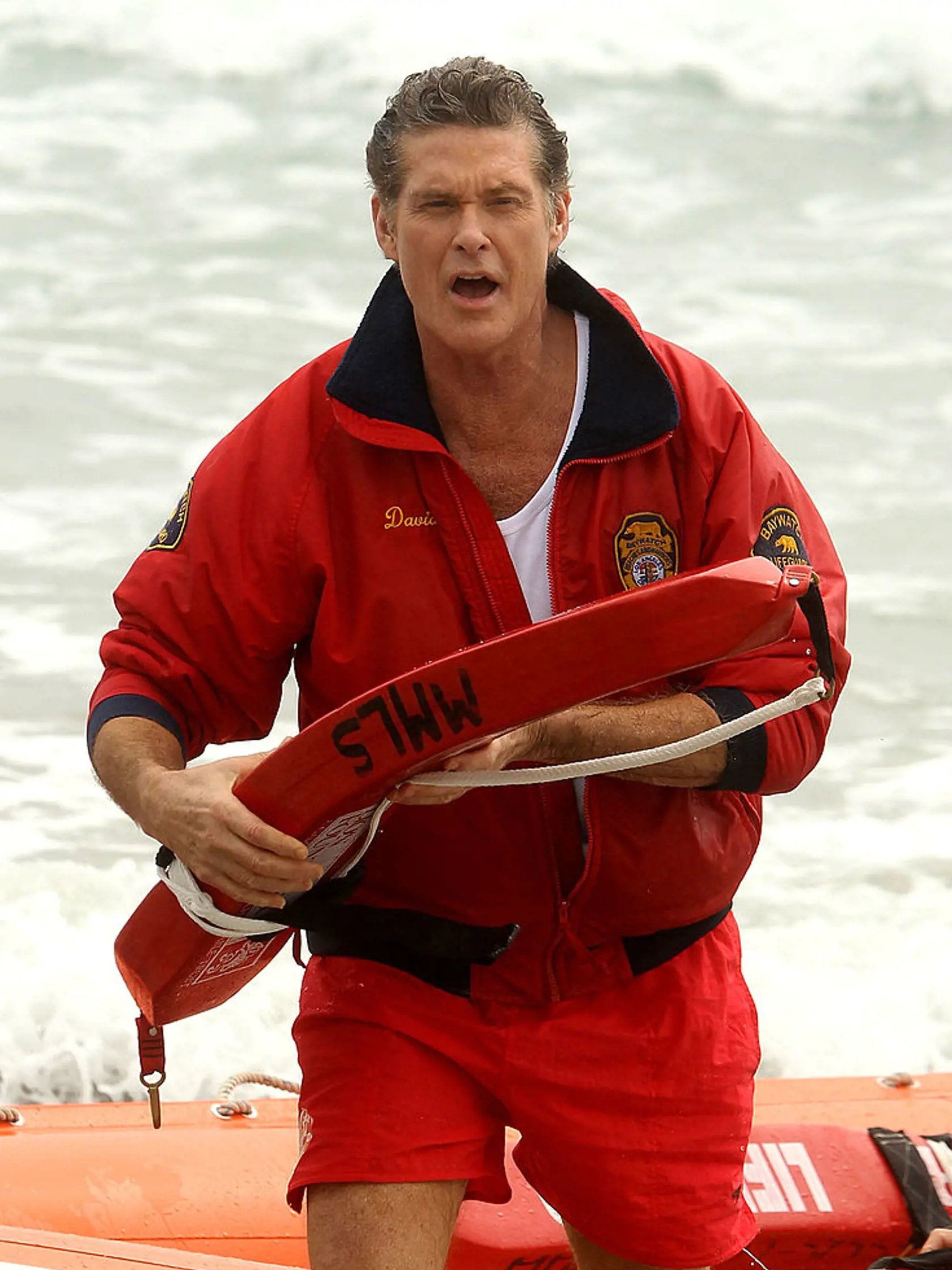 TAURANGA, NEW ZEALAND - JANUARY 06:  Star of Baywatch David Hasselhoff arrives for a promotion for the new "Splice Real Fruit" ice block at Mt Maunganui Main Beach on January 6, 2011 in Tauranga, New Zealand.  (Photo by Phil Walter/Getty Images)