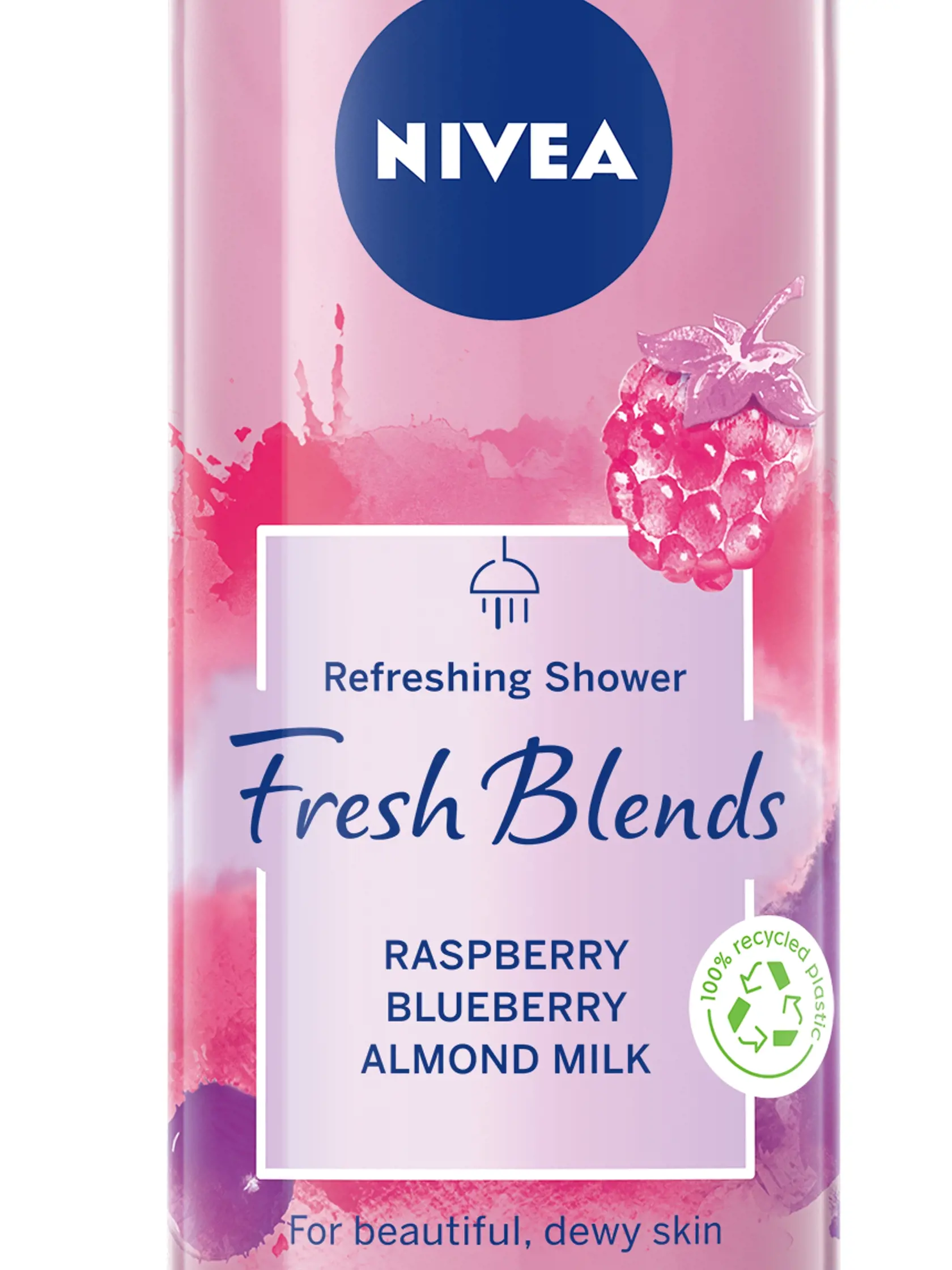 Sprchovací gél Fresh Blends Raspberry s tónmi malín a čučoriedok, NIVEA, 300 ml, 4,99 €