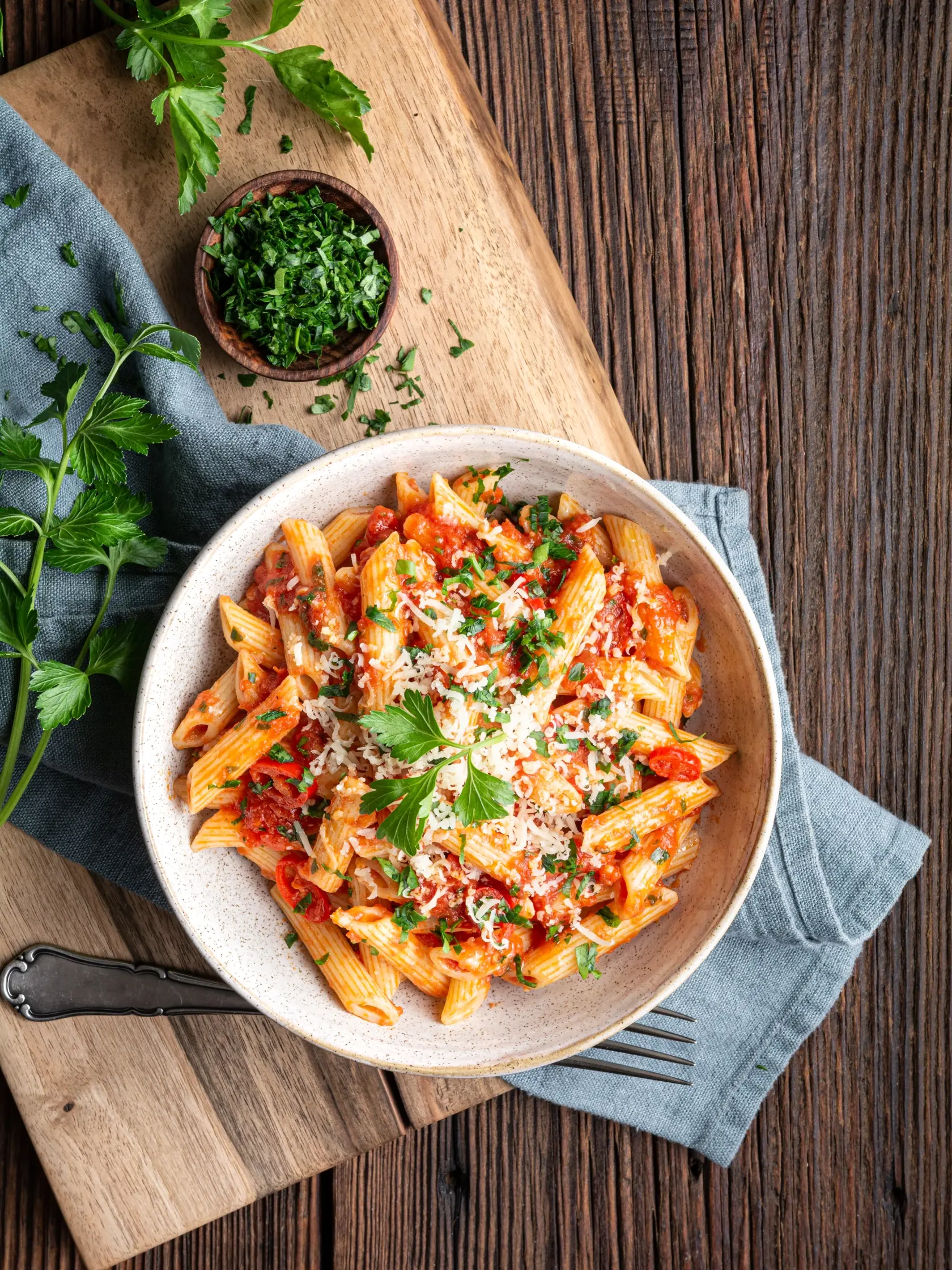 Penne arrabiata.